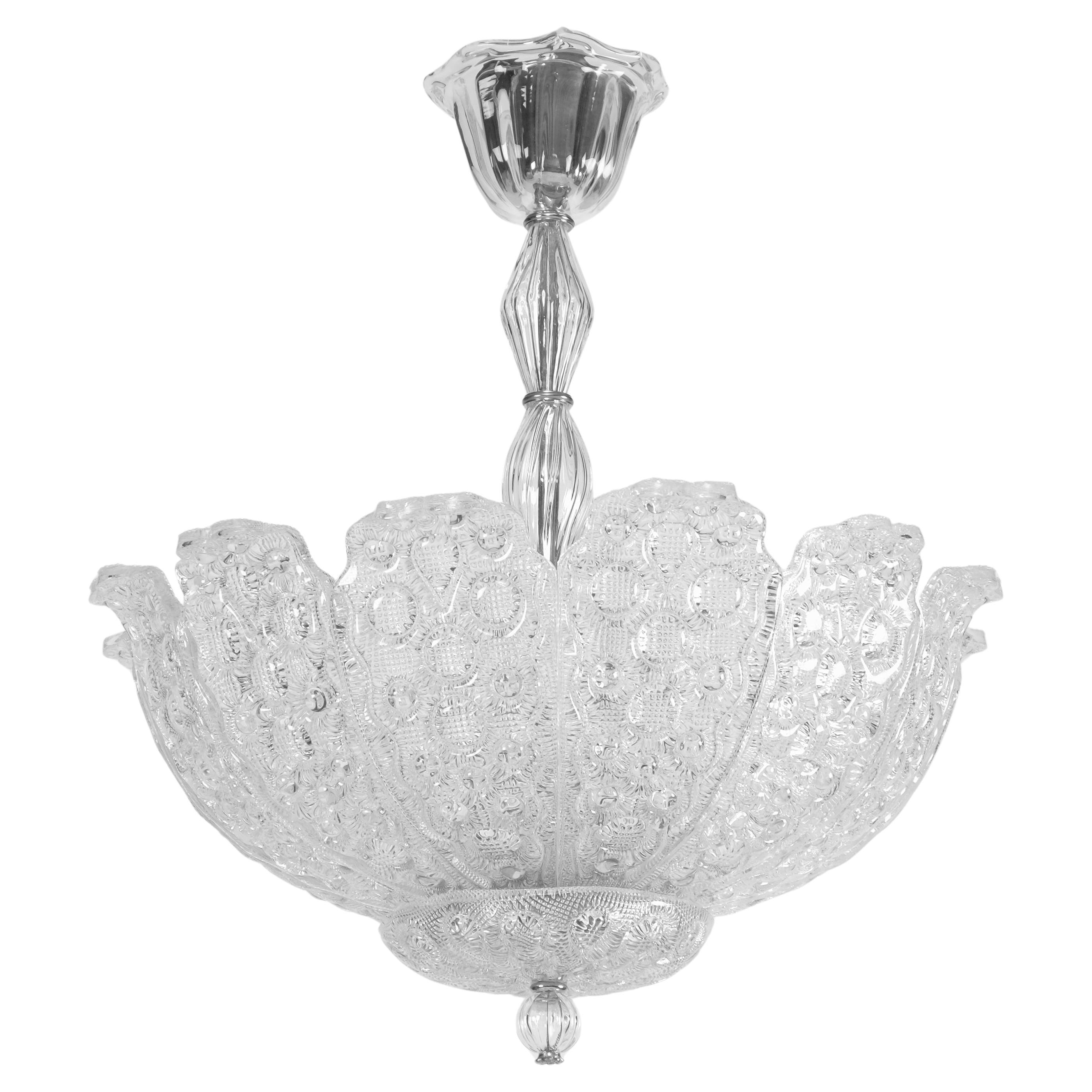 Plafonnier moderne suédois en verre produit par Orrefors, années 1950.
Mesures : 
Hauteur : environ 75 cm
Diamètre : environ 60 cm