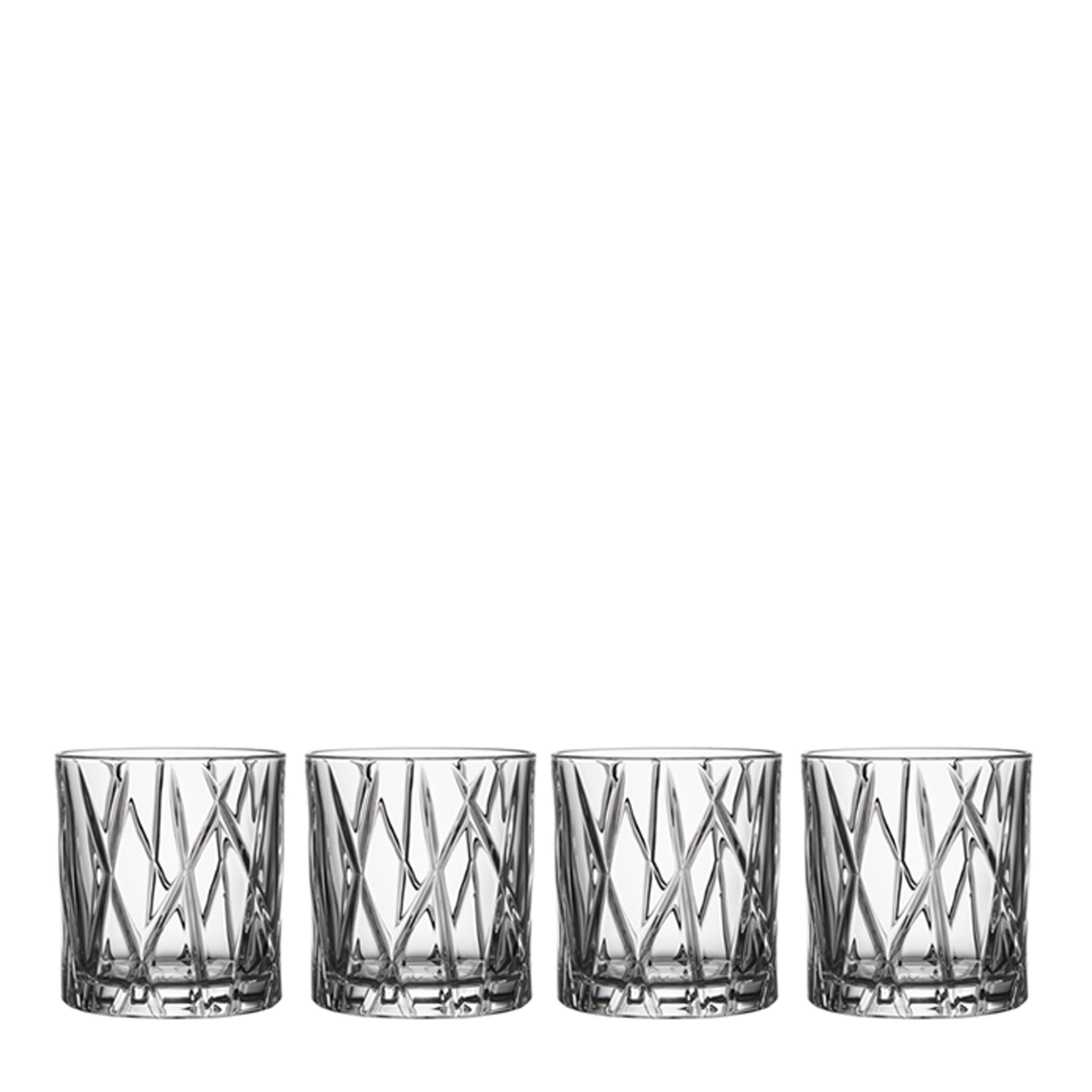 City Old Fashioned from Orrefors holds 8 oz and is ideal for serving spirits and cocktails. The cuts that criss-cross the surface of the glass create an asymmetric look, which contributes to the distinct identity of the collection. Designed by
