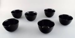 Orrefors "Colora" Six Bowls in Art Glass in Black, Designed by Sven Palmqvist