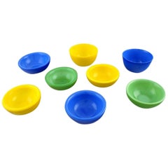 Orrefors "Colora" Eight Bowls in Art Glass in Different Colors