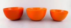 Orrefors "Colora" Eight Bowls in Art Glass in Orange, Designed by Sven Palmqvist