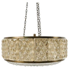Orrefors Crystal and Brass Pendant Hanging Light by Vitrika