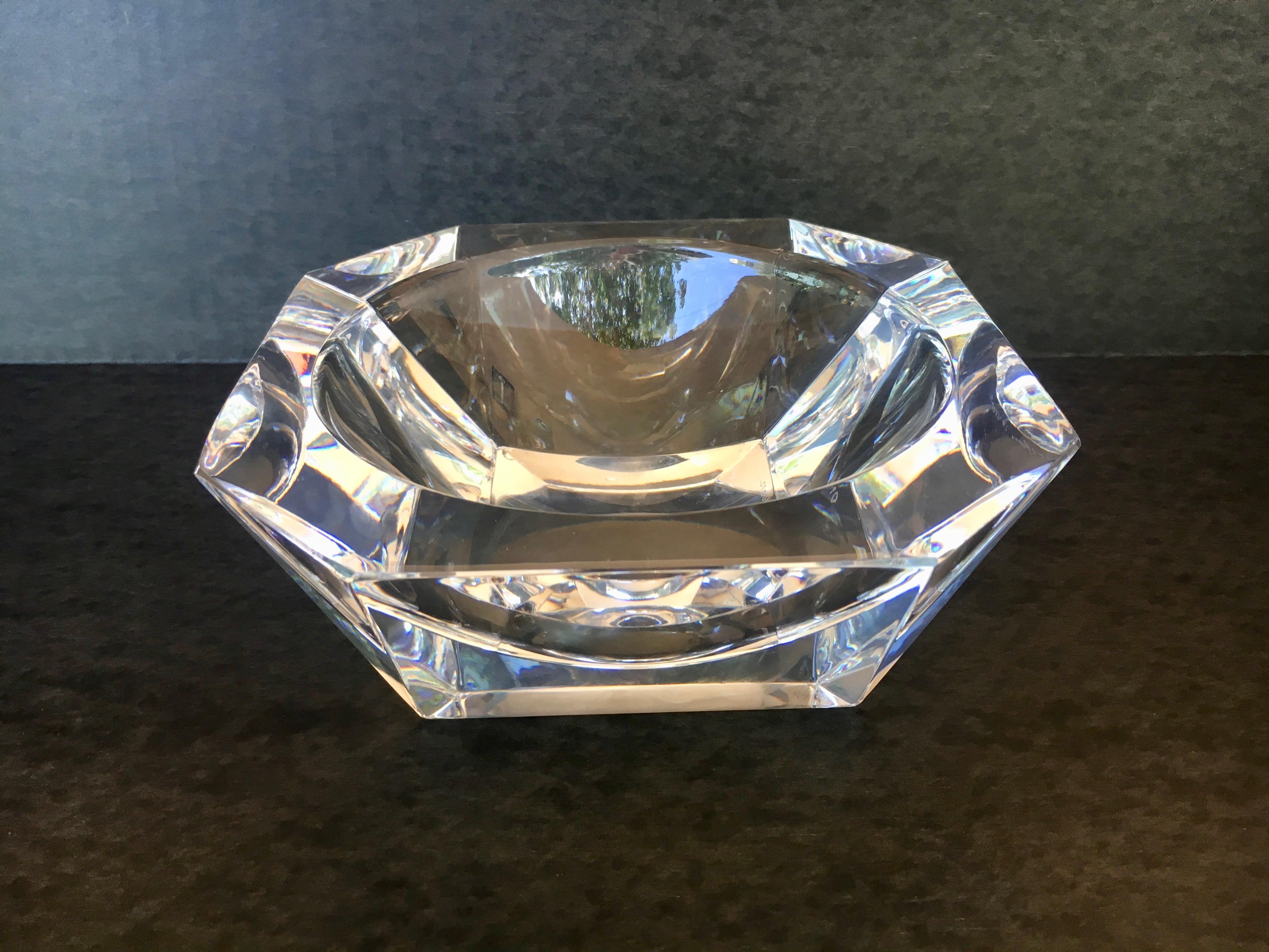 Orrefors crystal candy nut dish - multi faceted dish suitable as a decorative piece on your cocktail table or for serving at your party or bar!