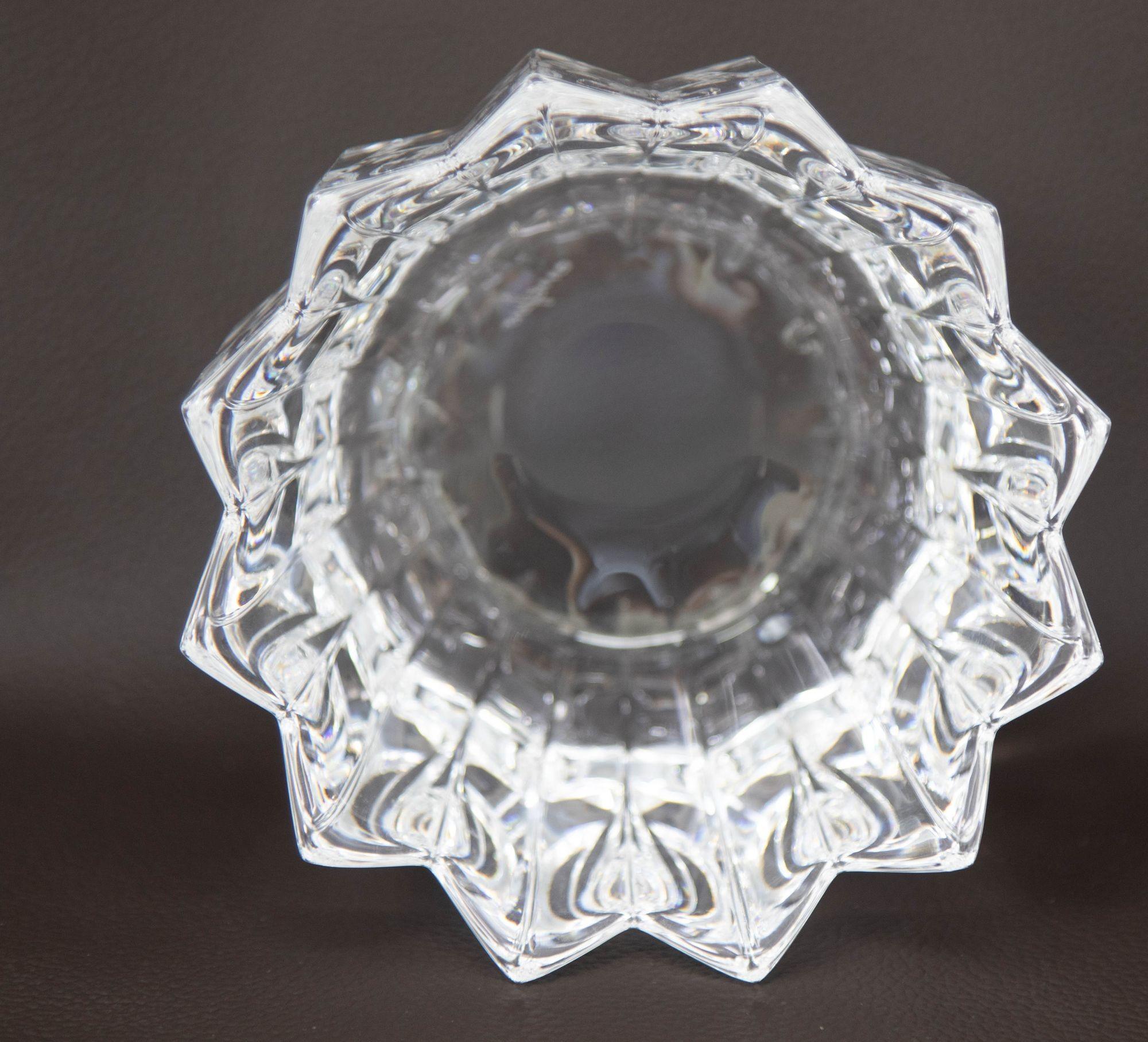 Fait main Orrefors Crystal Fleur Crown Bowl by Jan Johansen Sweden 1970s en vente