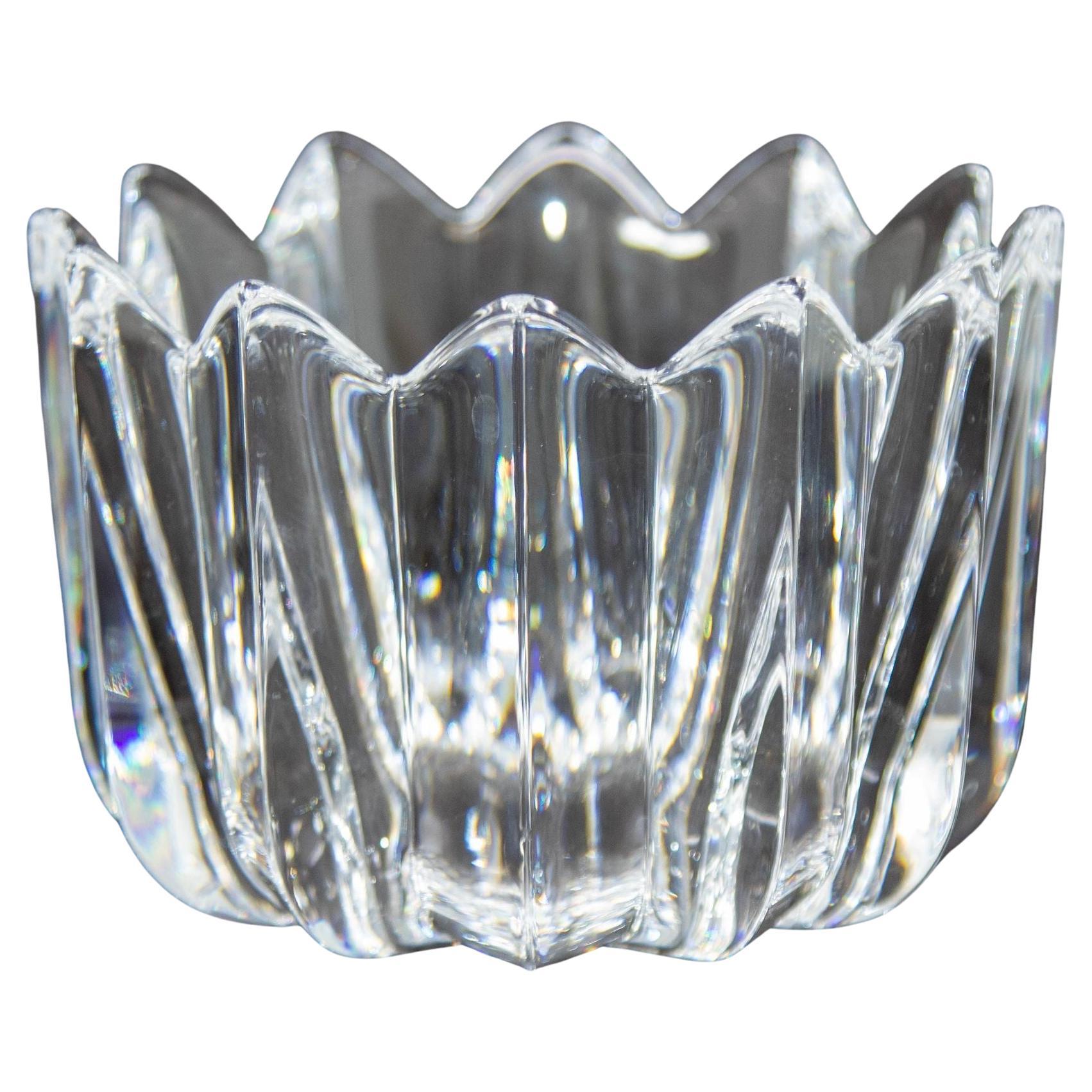 Orrefors Crystal Fleur Crown Bowl by Jan Johansen Sweden 1970s