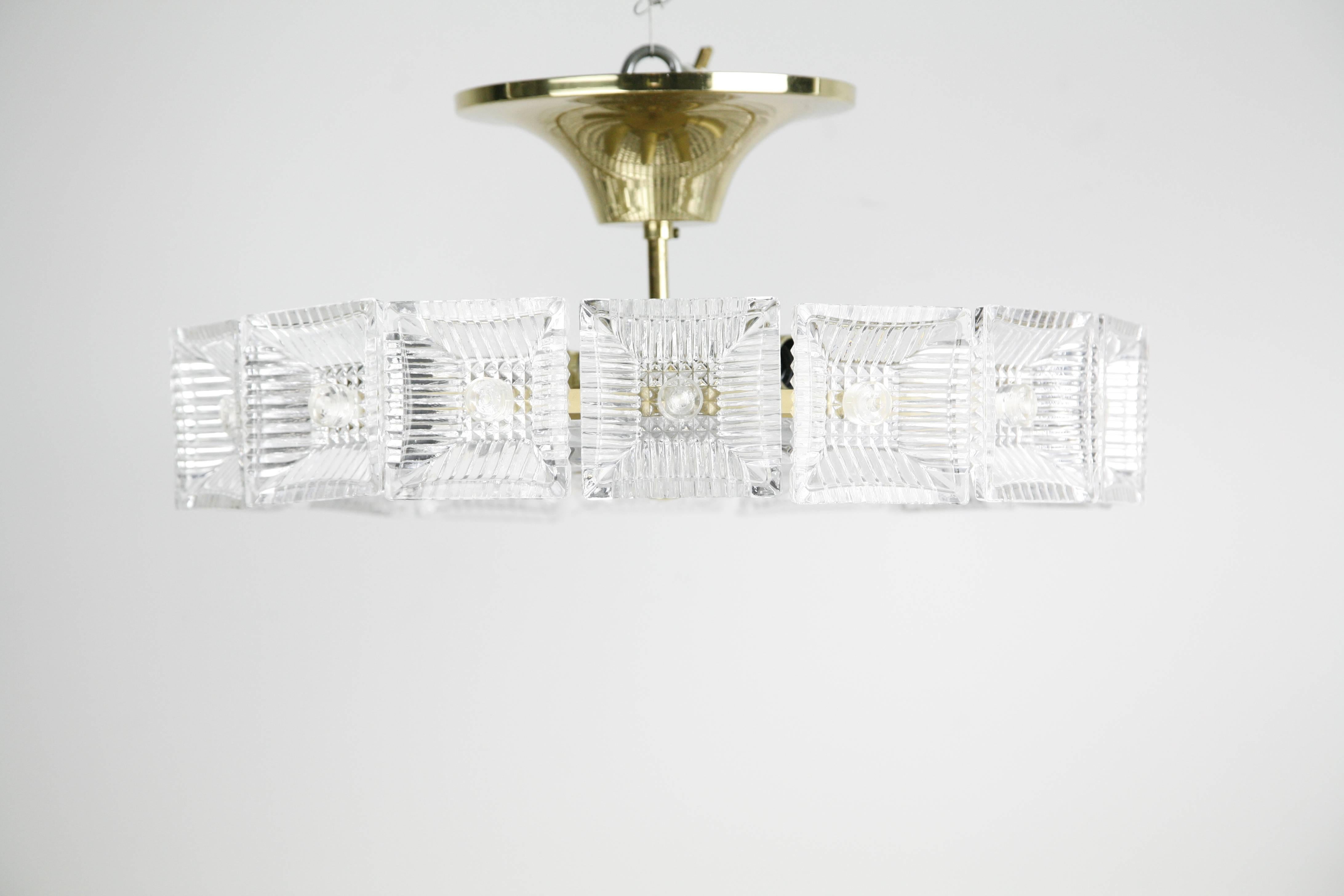 Orrefors Crystal Flush Mount Designed by Carl Fagerlund In Good Condition For Sale In Bronx, NY
