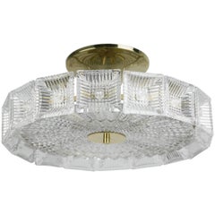 Vintage Orrefors Crystal Flush Mount Designed by Carl Fagerlund