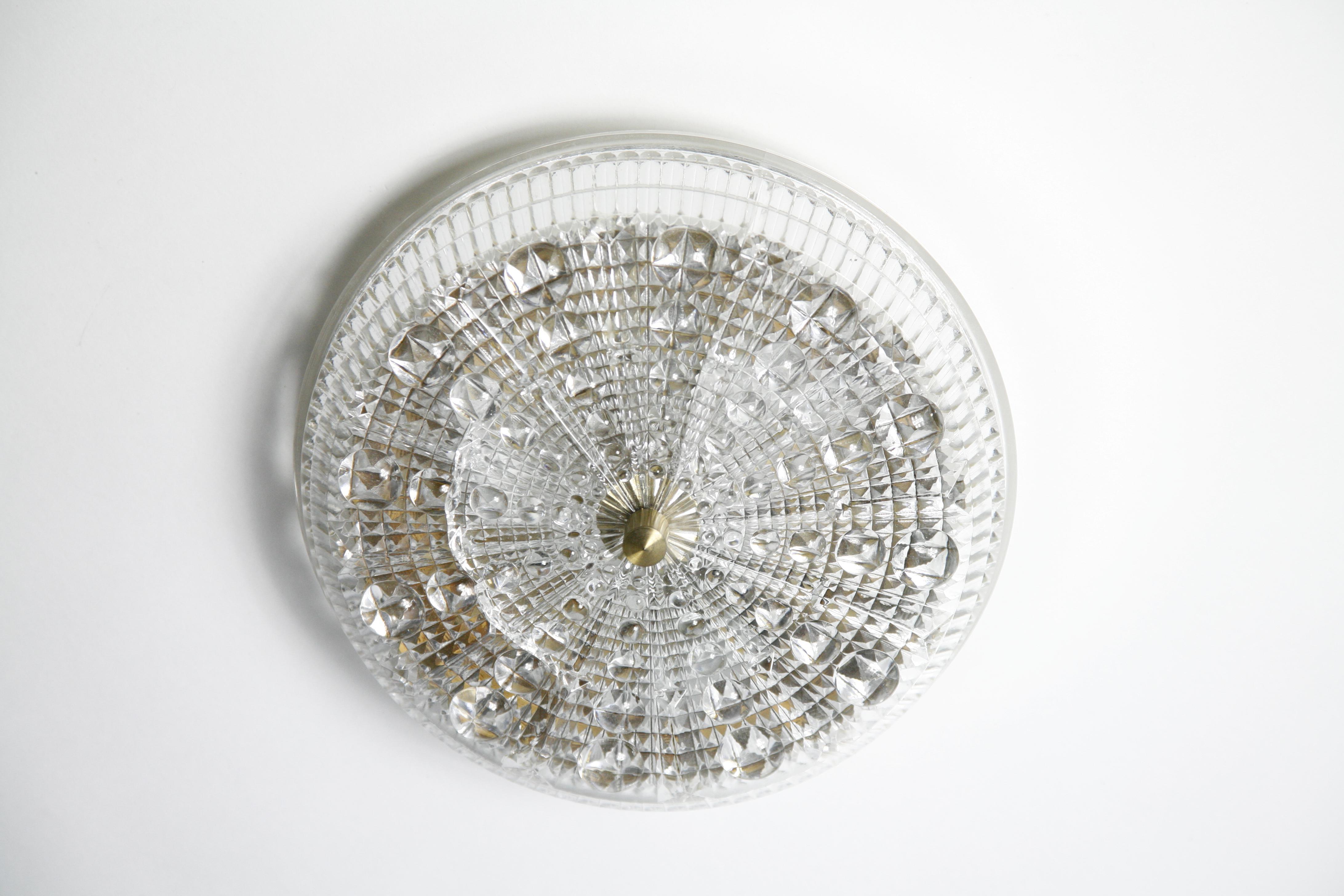 Mid-Century Modern Orrefors Crystal Flushmount Designed by Carl Fagerlund, 1970, Sweden