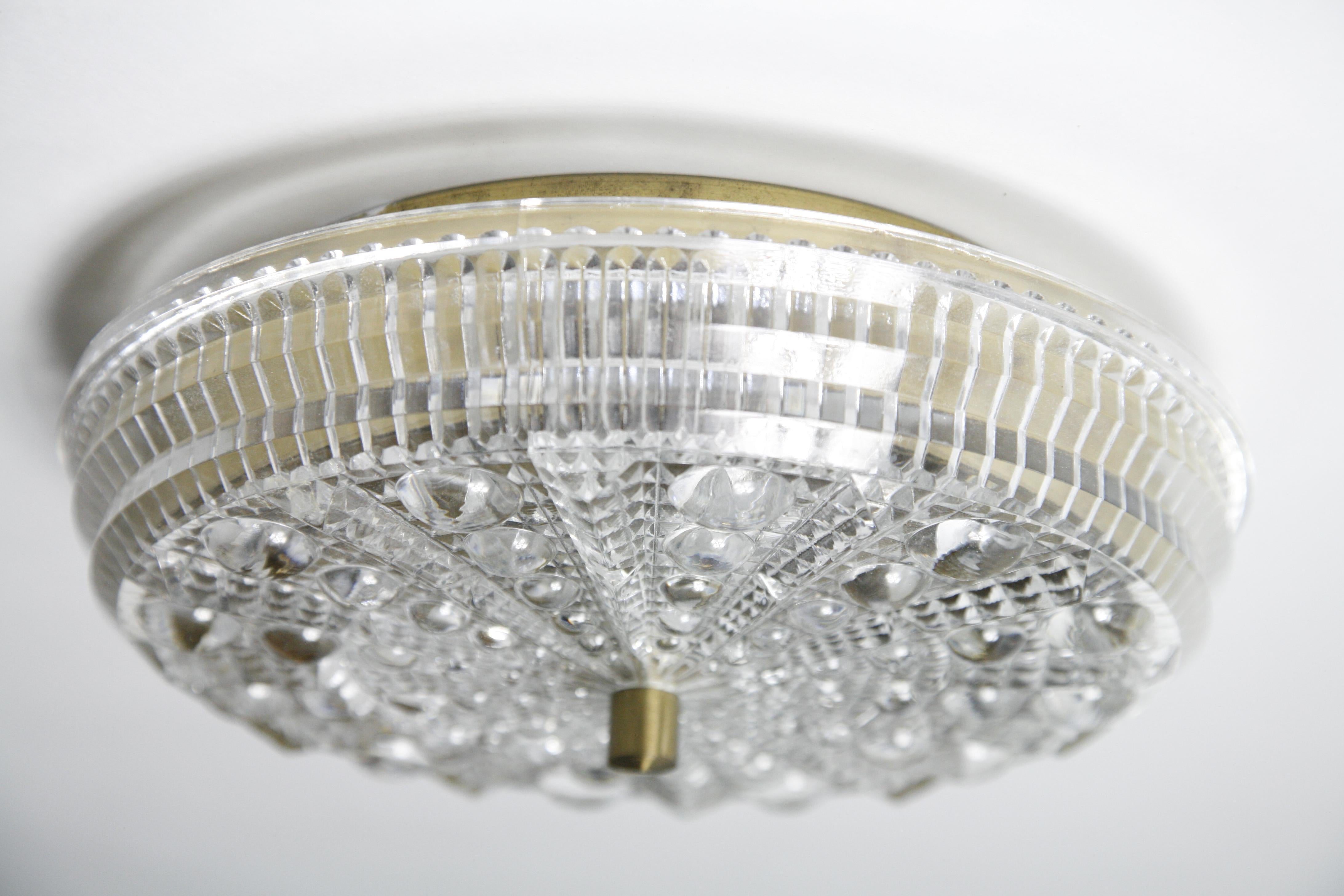 Late 20th Century Orrefors Crystal Flushmount Designed by Carl Fagerlund, 1970, Sweden
