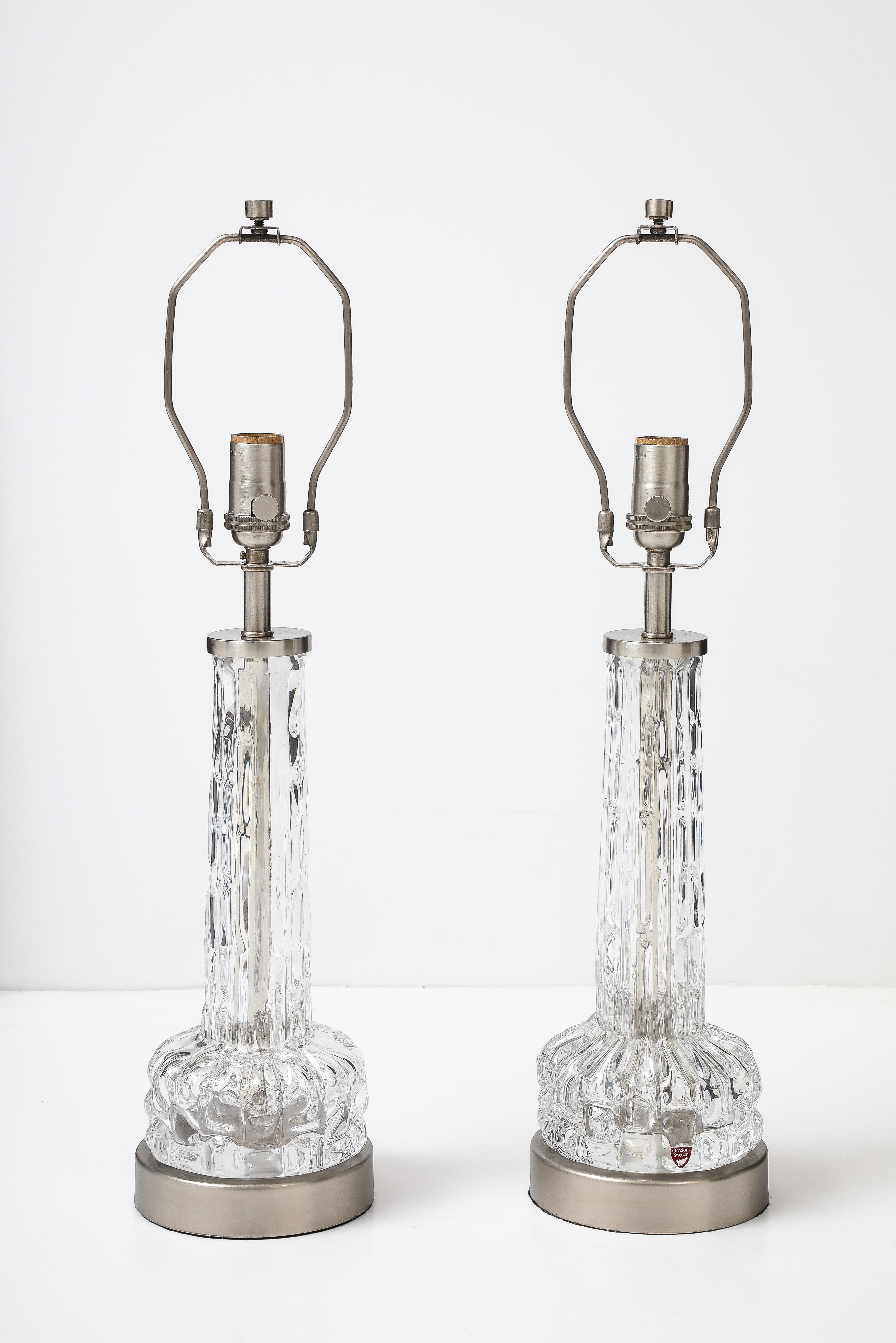 Suédois Lampes cristal Orrefors en vente