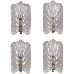 Orrefors Crystal Leaf Sconces