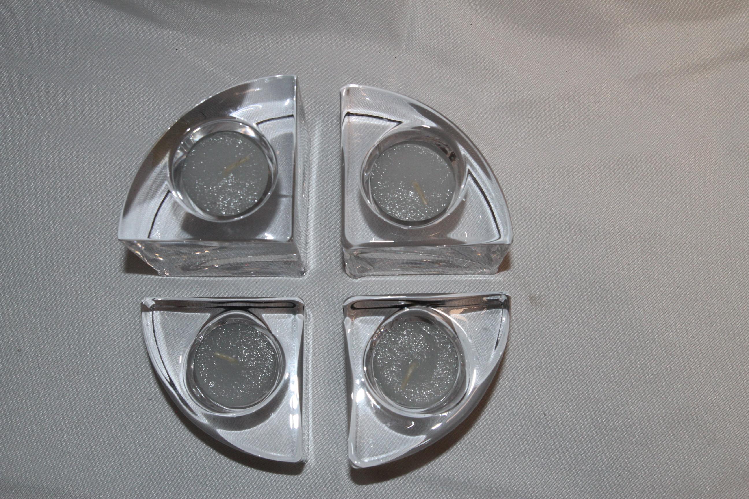 20th Century Orrefors Crystal Puzzle Votive Candleholders by Helene Krantz