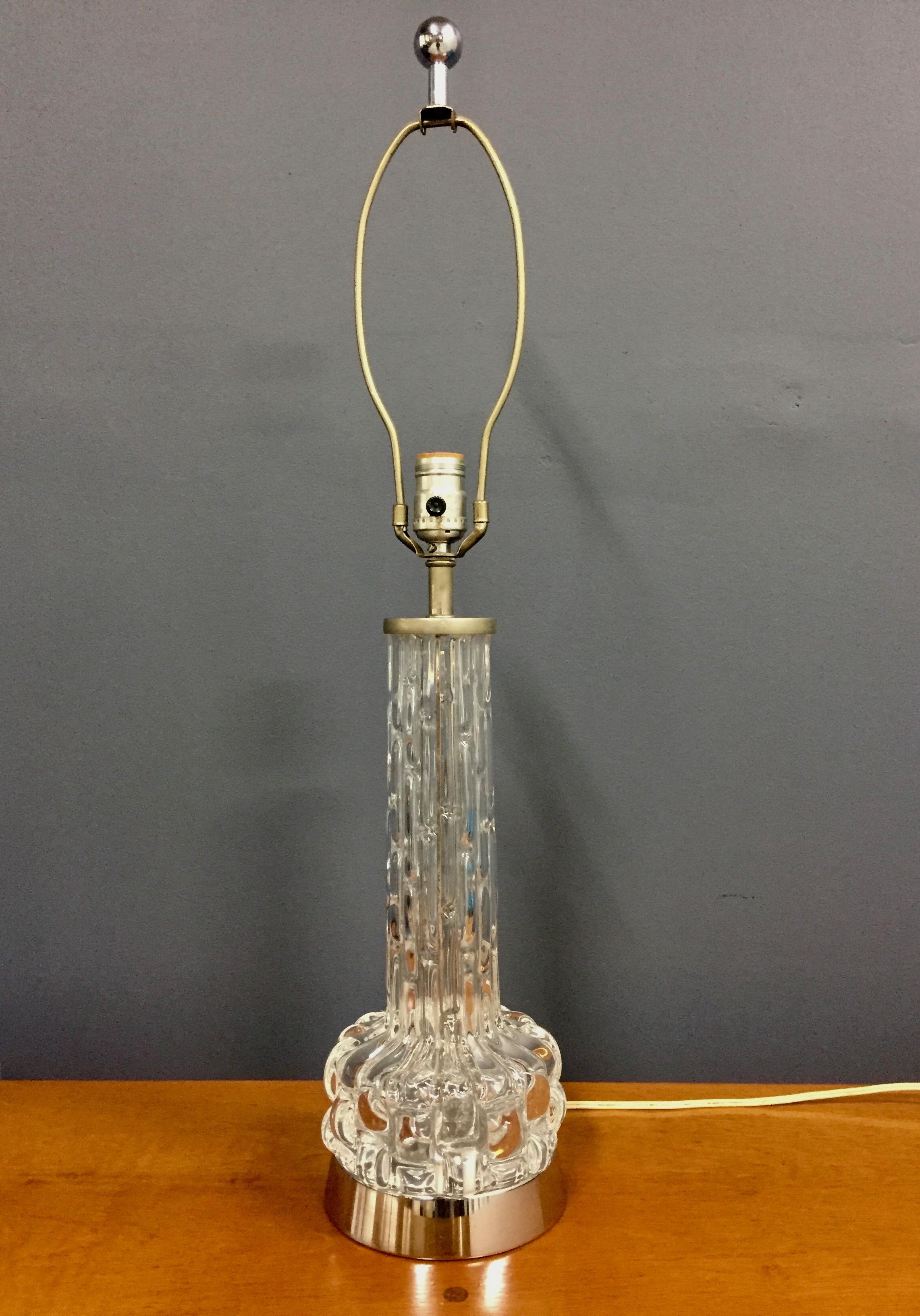 Swedish Orrefors Crystal Table Lamp by Carl Fagerlund, Sweden