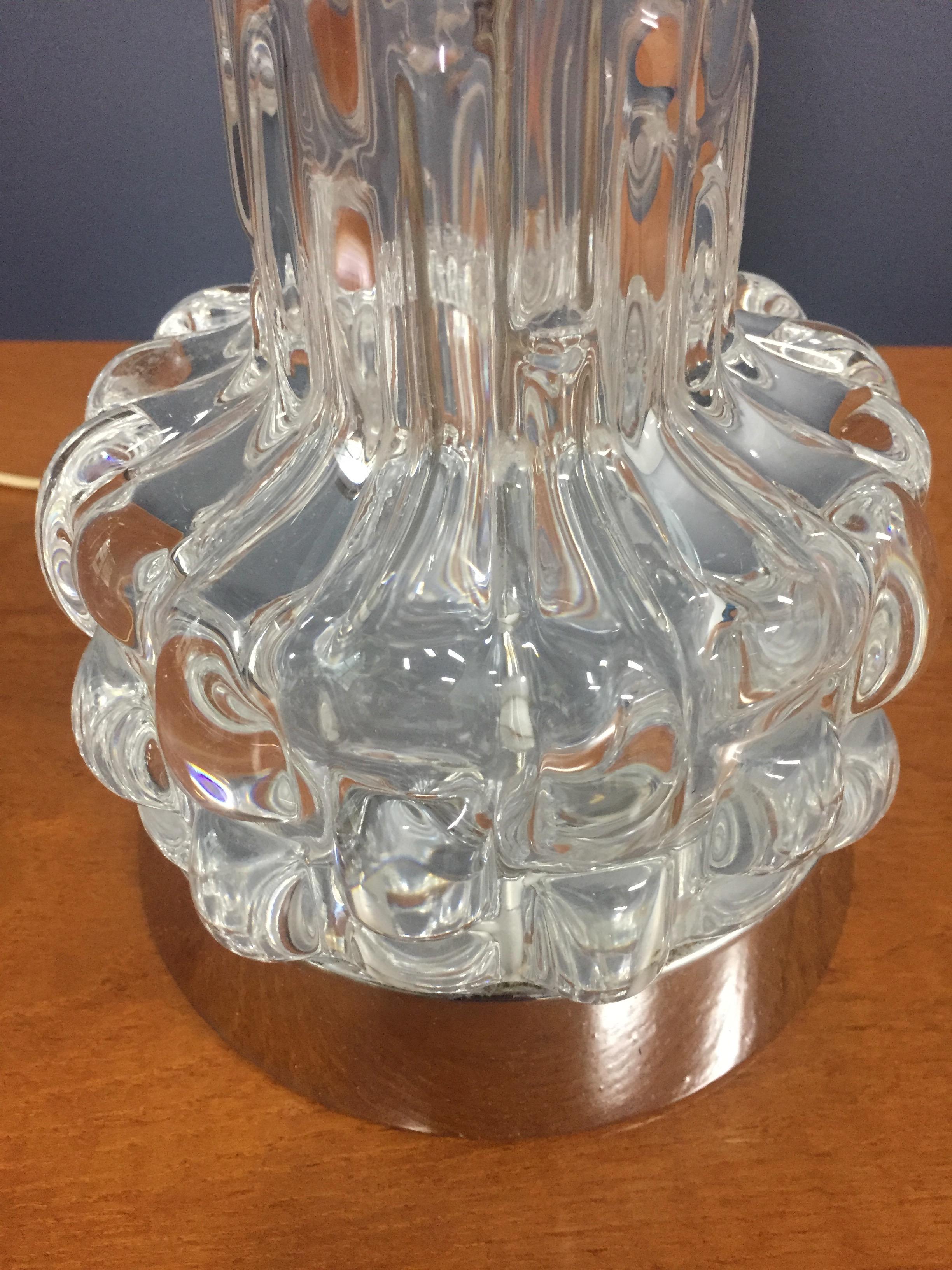 Orrefors Crystal Table Lamp by Carl Fagerlund, Sweden In Excellent Condition In Philadelphia, PA