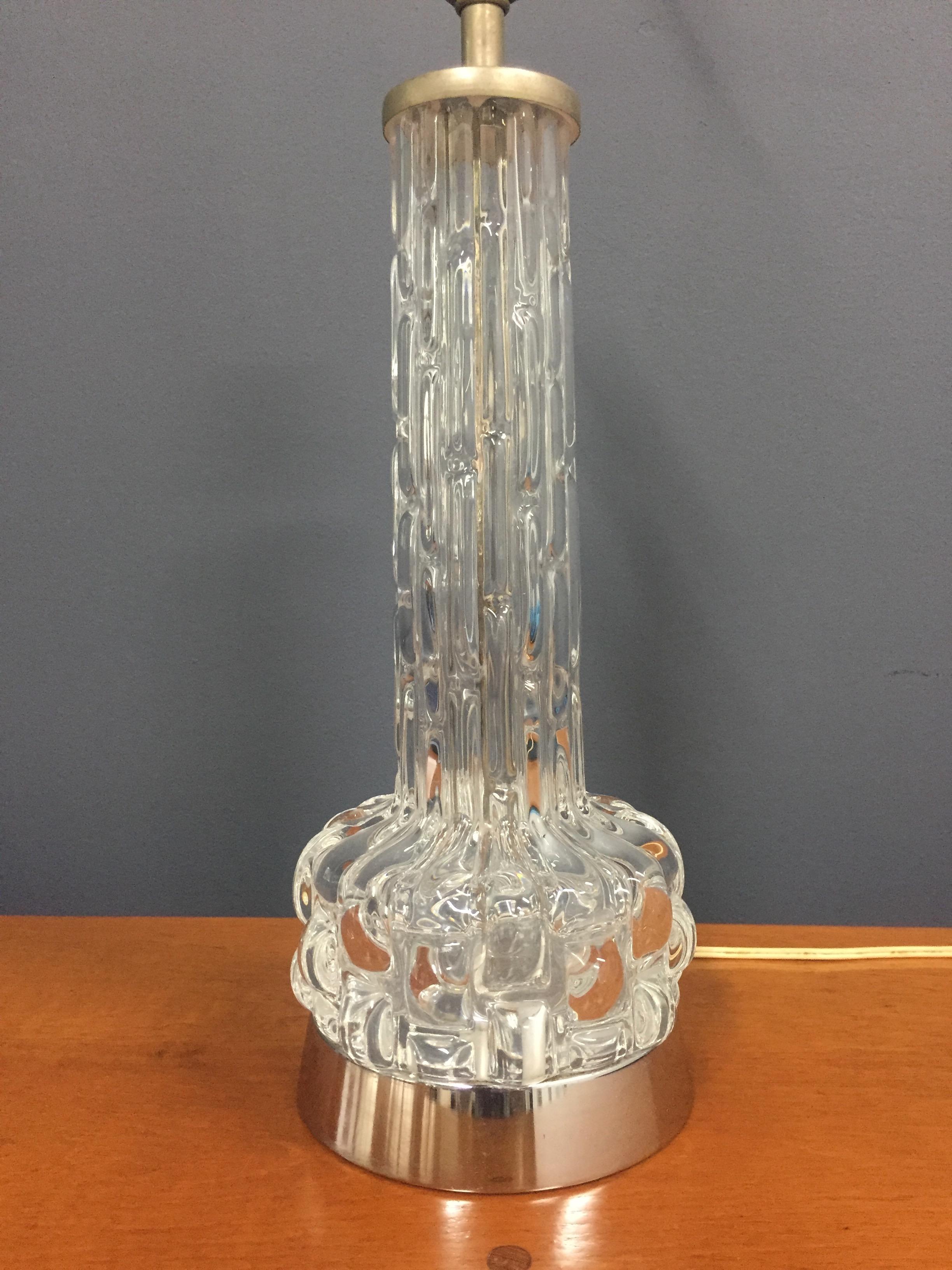 20th Century Orrefors Crystal Table Lamp by Carl Fagerlund, Sweden
