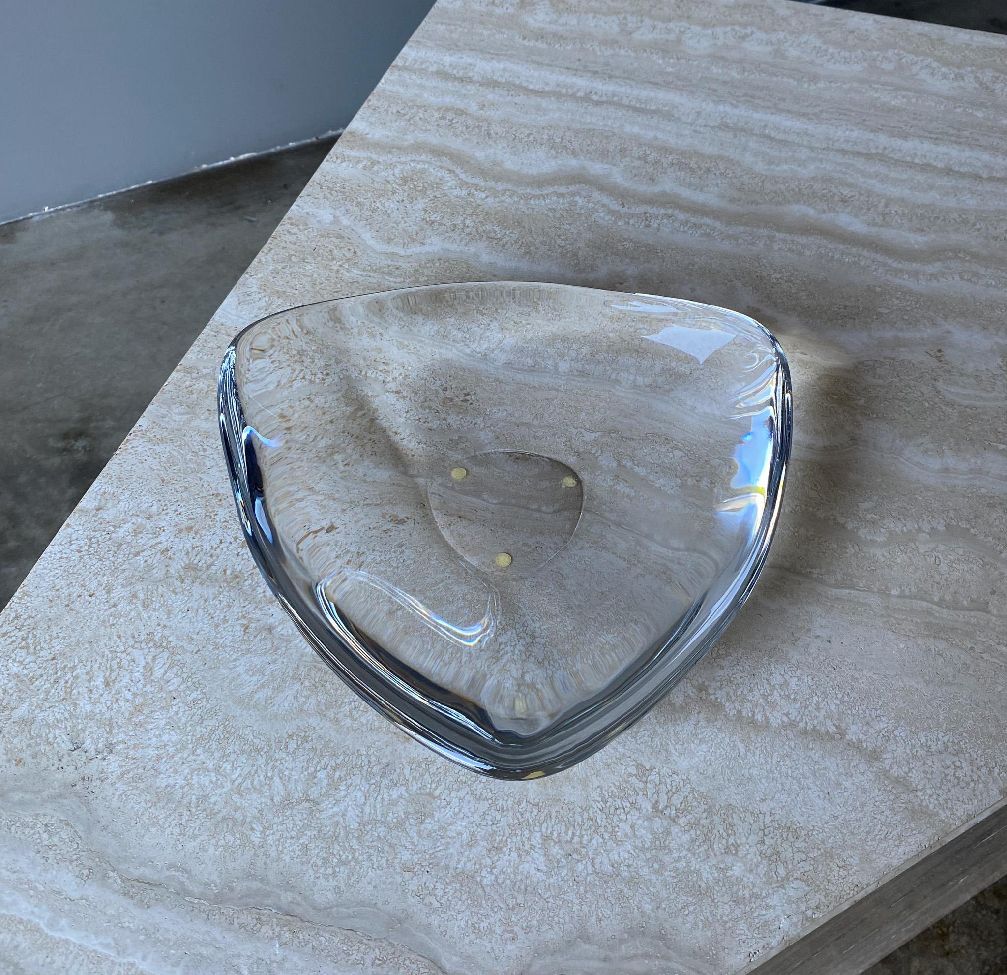 Mid-Century Modern Orrefors Crystal Triangle Platter / Charger, Sweden, 20th Century 