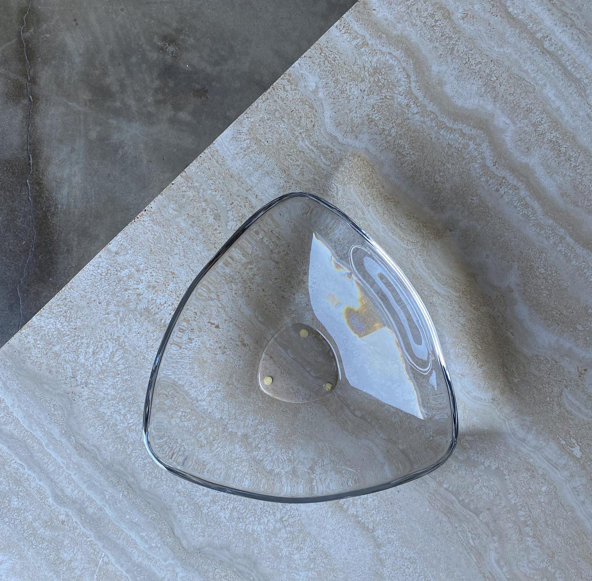 Orrefors Crystal Triangle Platter / Charger, Sweden, 20th Century  3