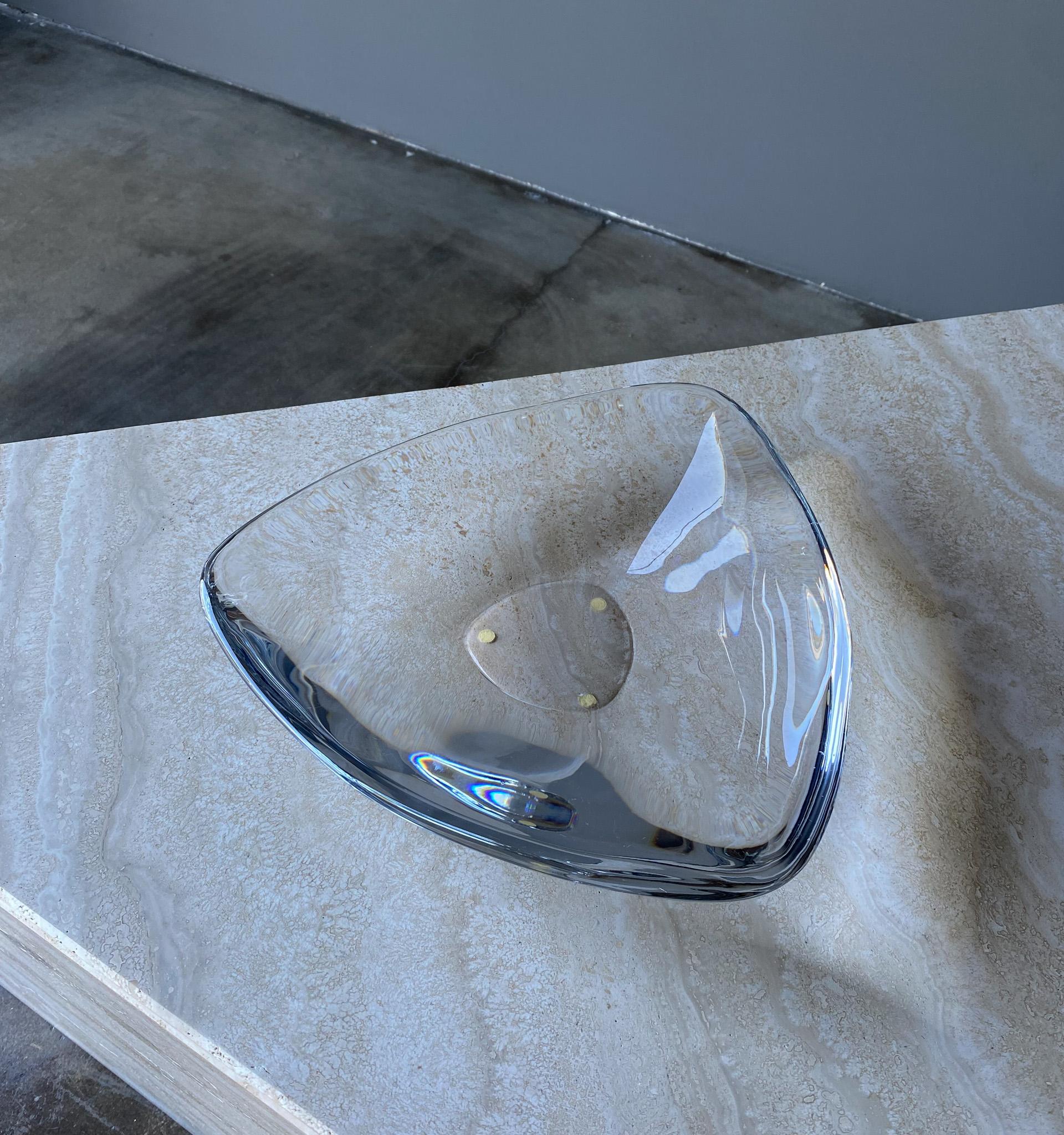 Orrefors Crystal Triangle Platter / Charger, Sweden, 20th Century  4