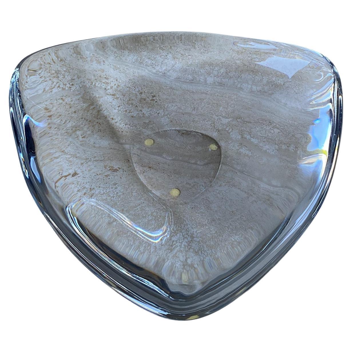 Orrefors Crystal Triangle Platter / Charger, Sweden, 20th Century 