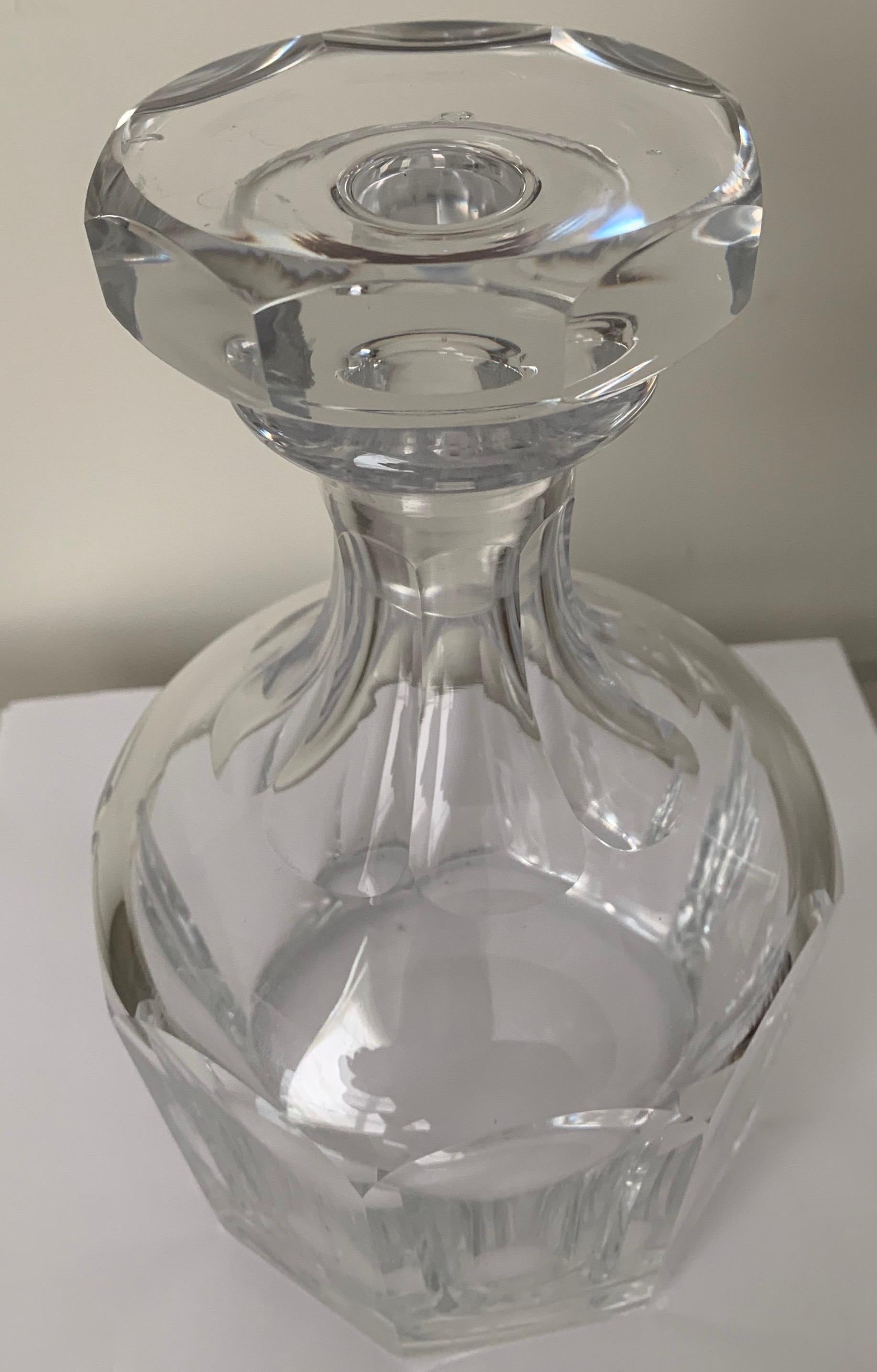1990s Orrefors cut glass decanter. Signed on the bottom.