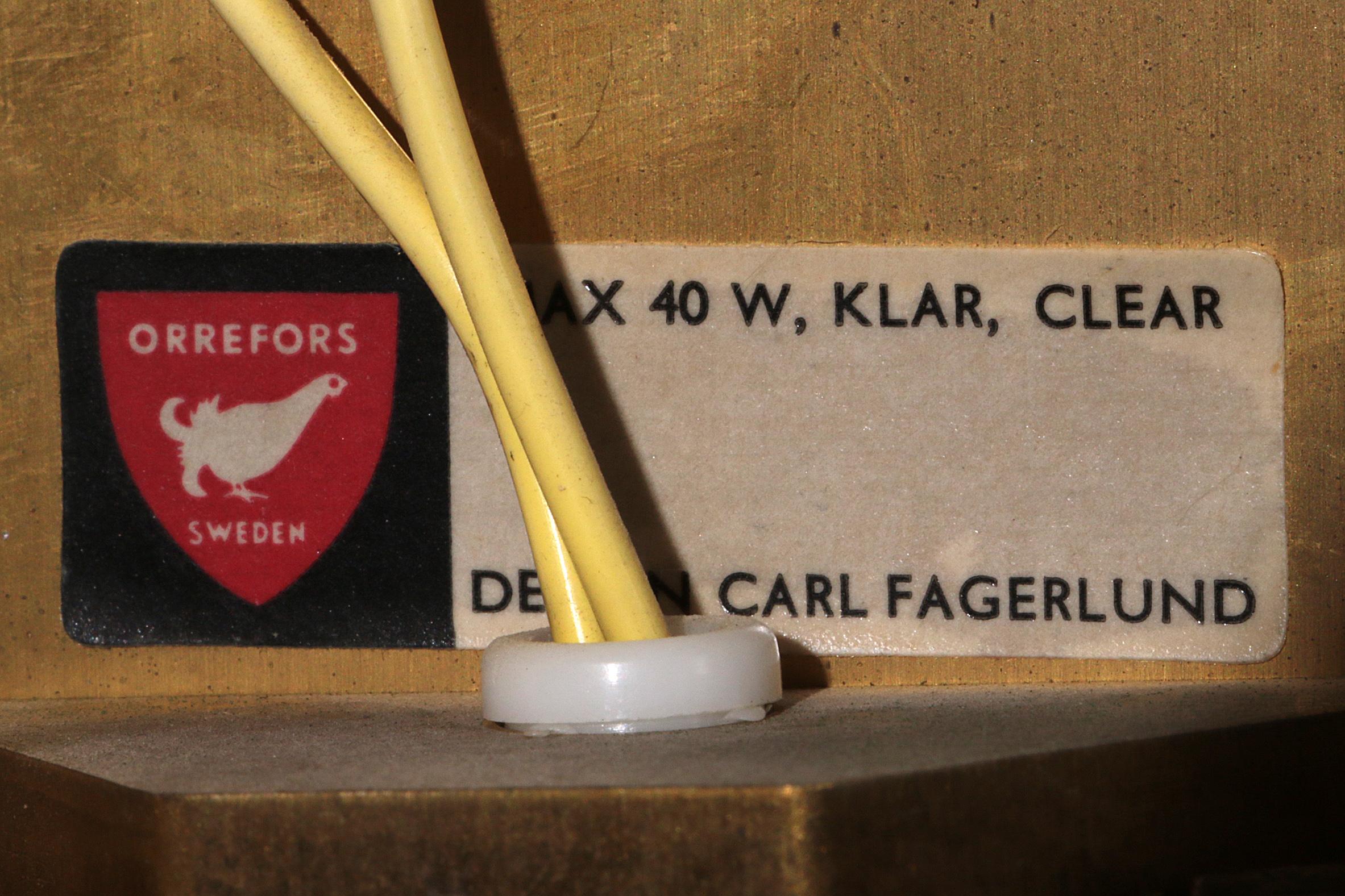 Orrefors Design XXL Wall lamps by Carl Fagerlund glass and brass, 1960s For Sale 7