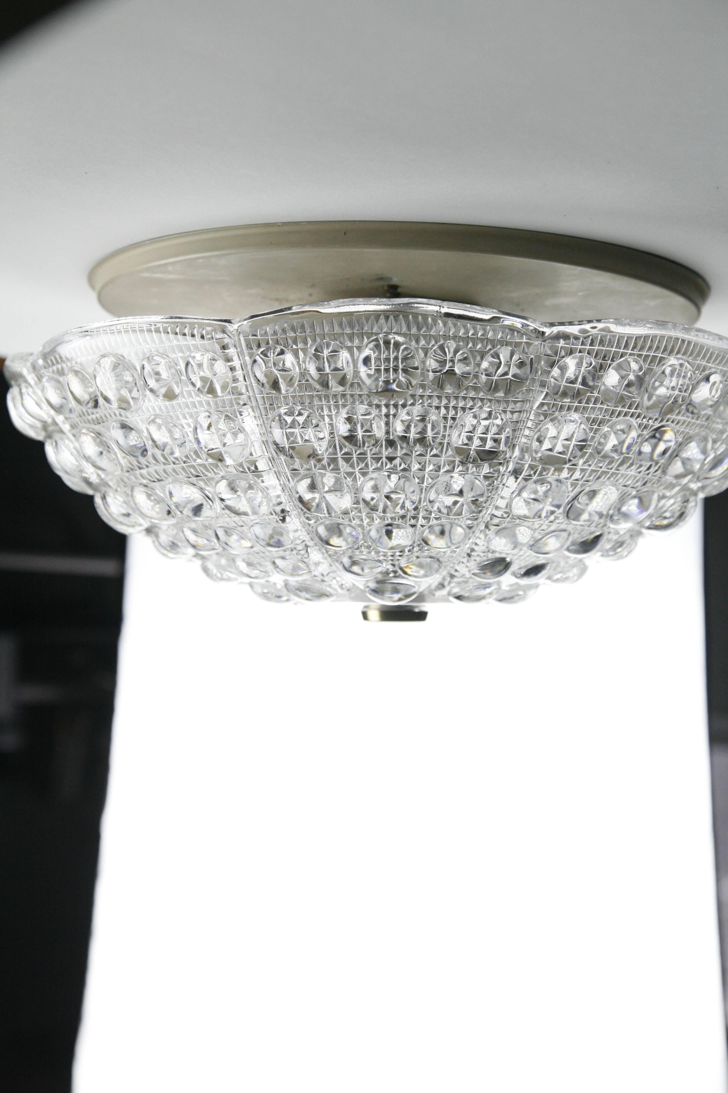 Cast Orrefors Dome Flush Mount, Sweden, 1960 For Sale