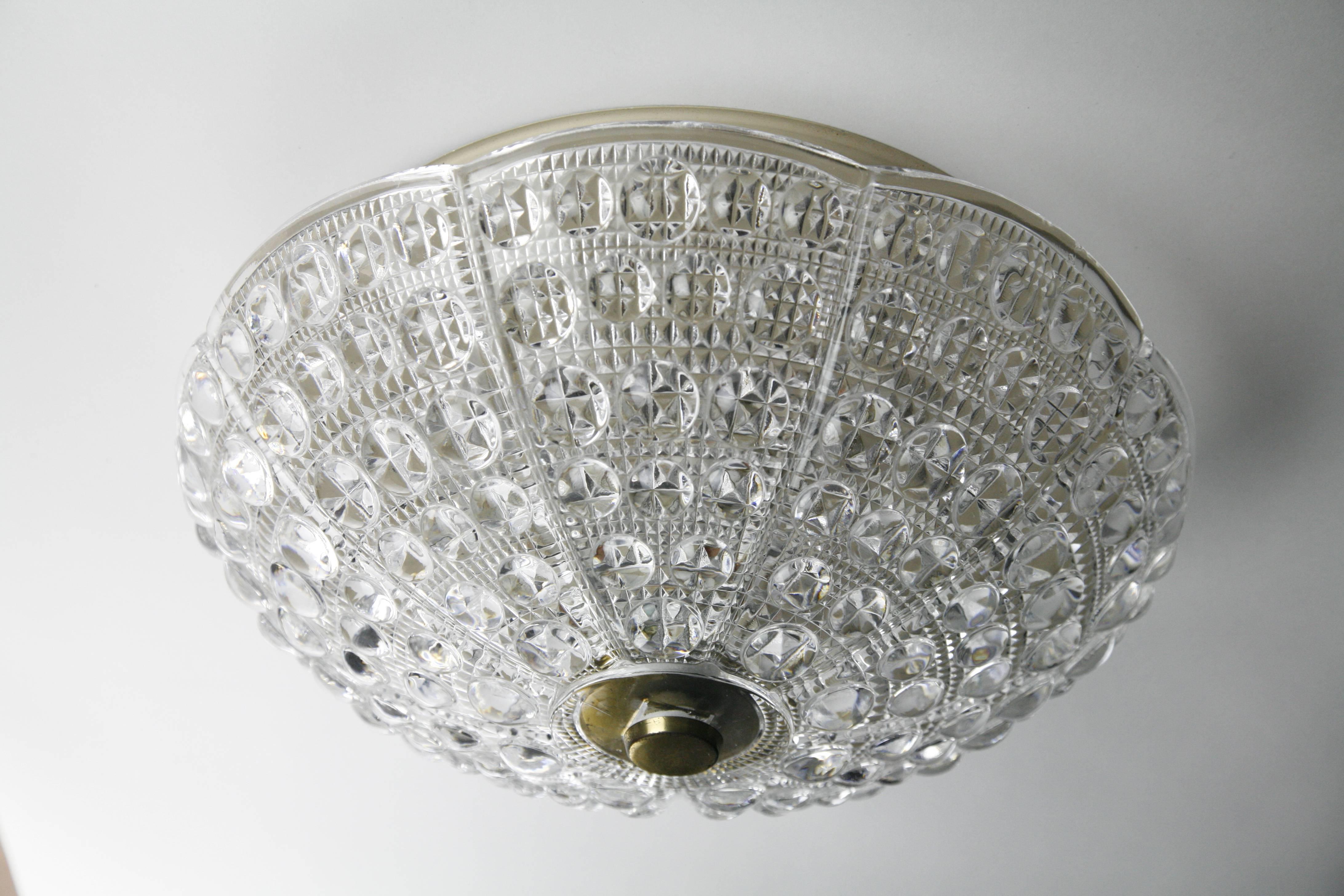 Orrefors Dome Flush Mount, Sweden, 1960 In Good Condition For Sale In Bronx, NY