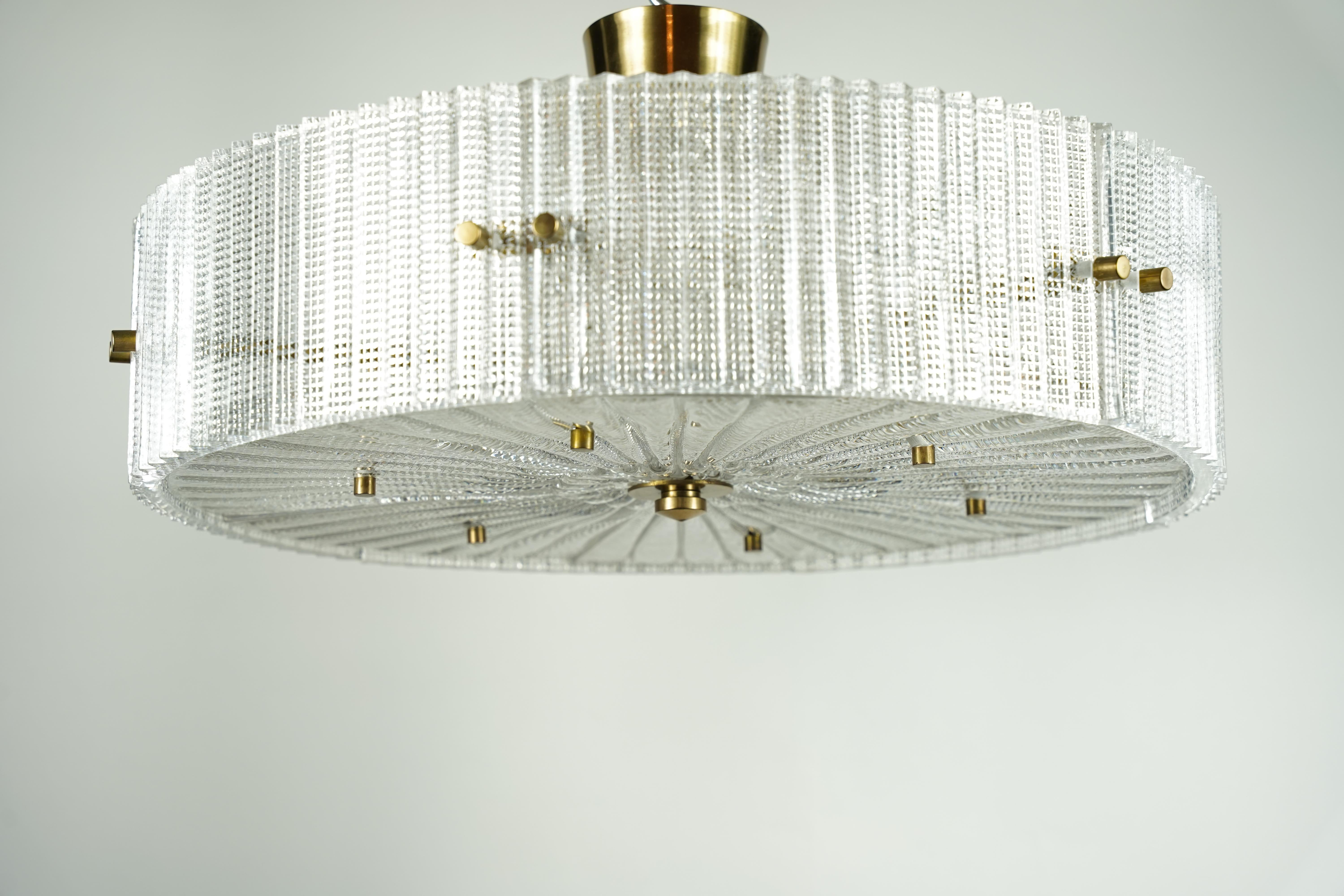 Pendente a forma di tamburo Orrefors in vetro e ottone di Carl Fagerlund, Svezia, 1960 in vendita 2