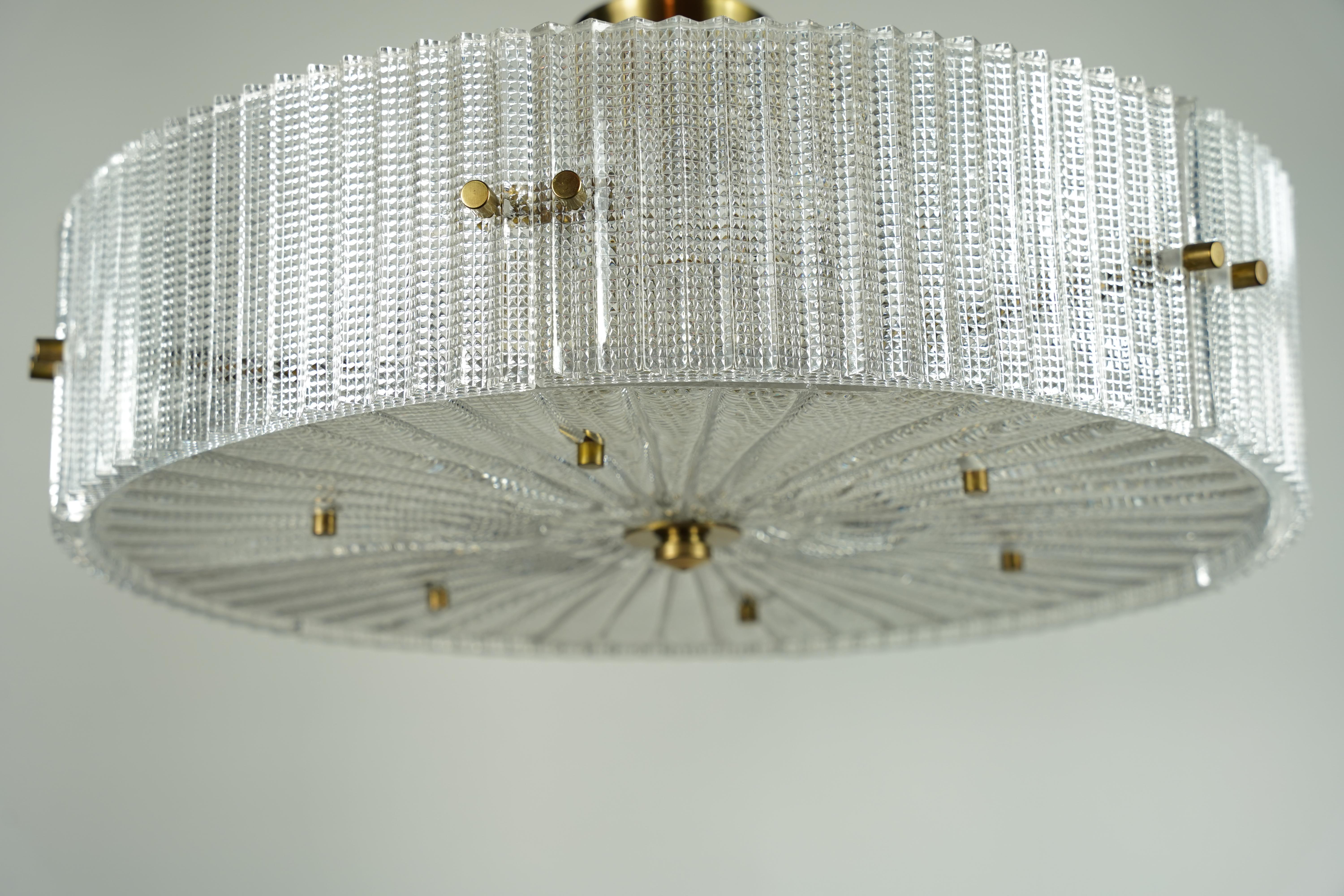 Pendente a forma di tamburo Orrefors in vetro e ottone di Carl Fagerlund, Svezia, 1960 in vendita 1