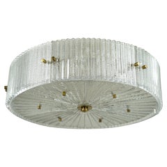 Orrefors drum shaped pendant by Carl Fagerlund glass and Brass, Sweden, 1960