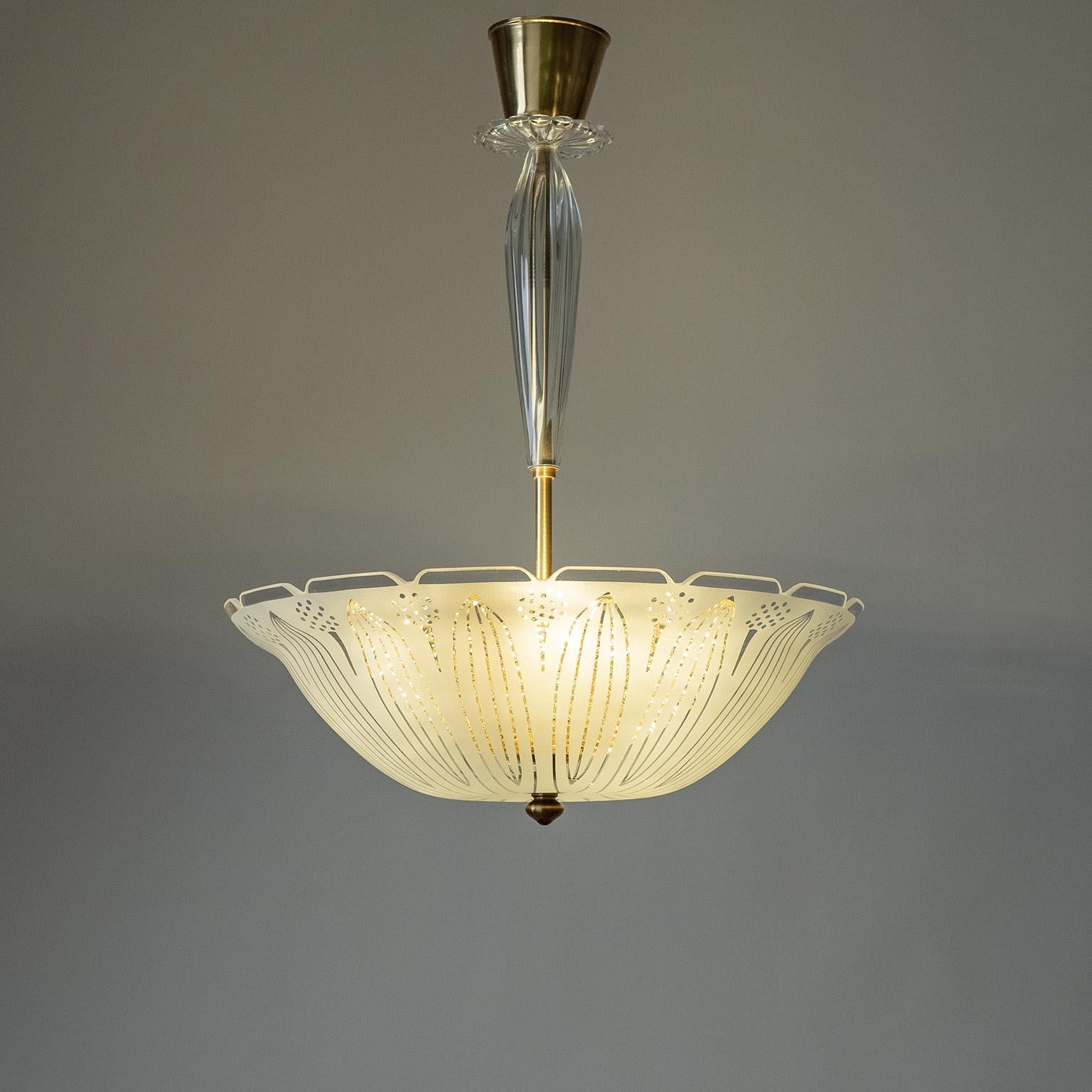 Mid-20th Century Orrefors Dual Glass Chandelier, circa 1950