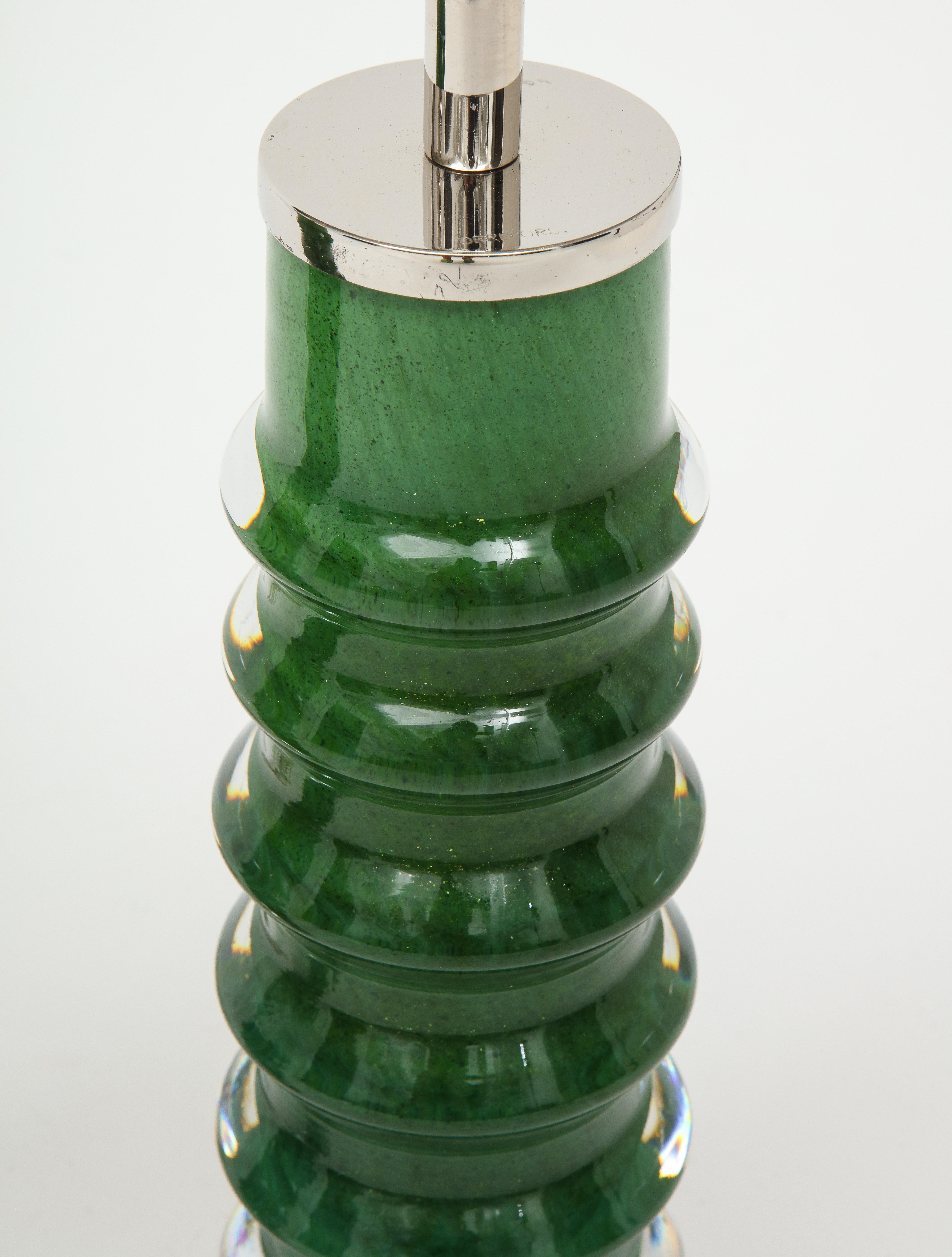 Art Glass Orrefors Emerald Green Crystal Lamps