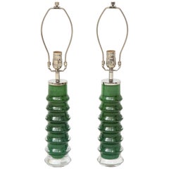 Orrefors Emerald Green Crystal Lamps