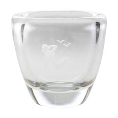 Orrefors Etched Glass Vase