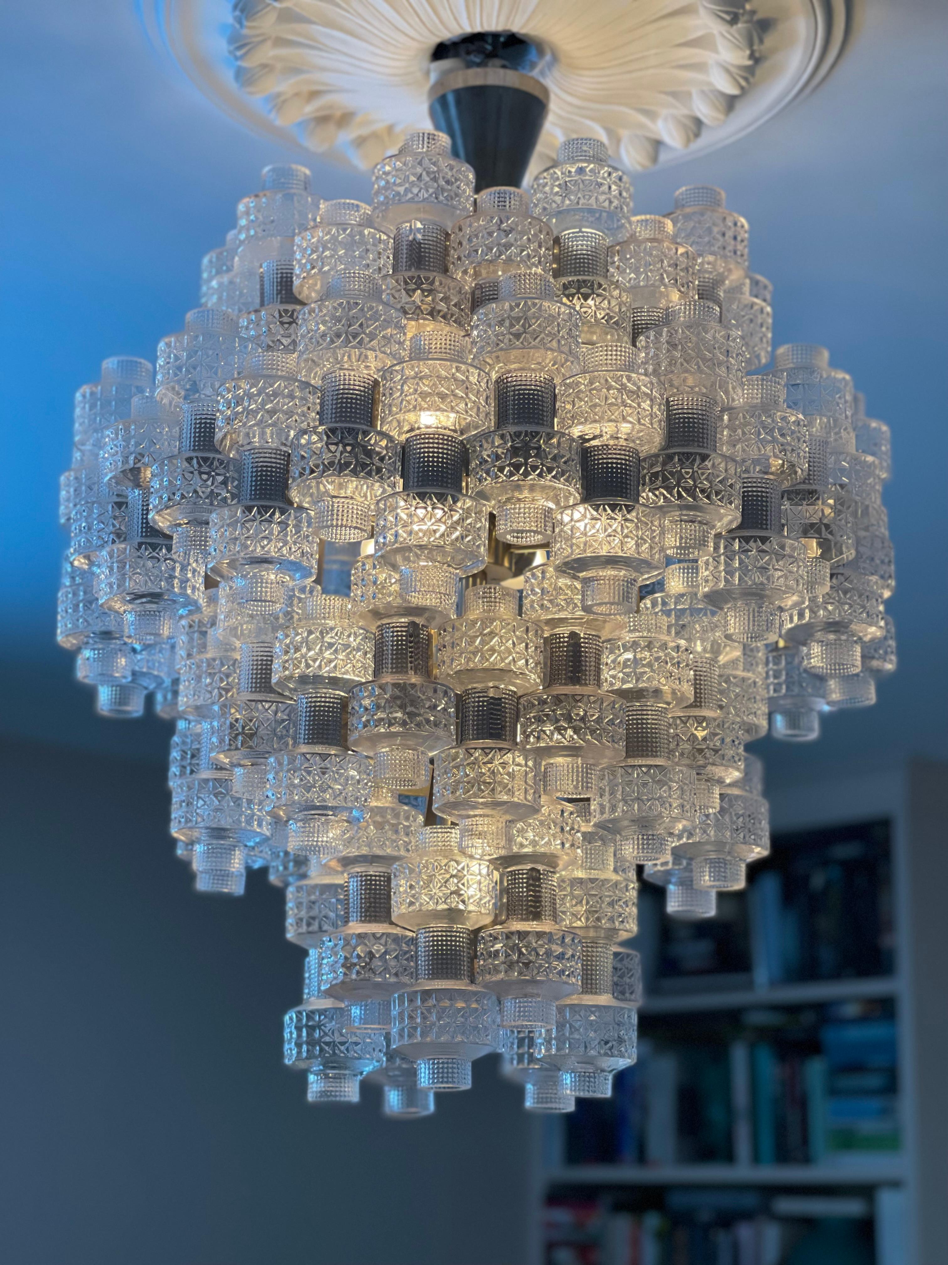 Mid-Century Modern Orrefors Fagerhult Chandelier ’Festival’. 1960's. For Sale