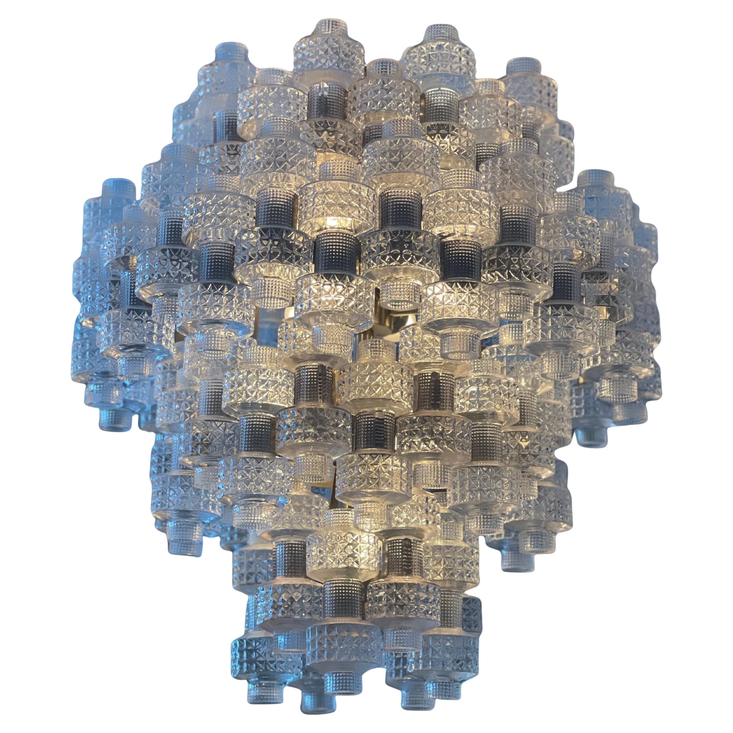 Orrefors Fagerhult Chandelier ’Festival’. 1960's. For Sale
