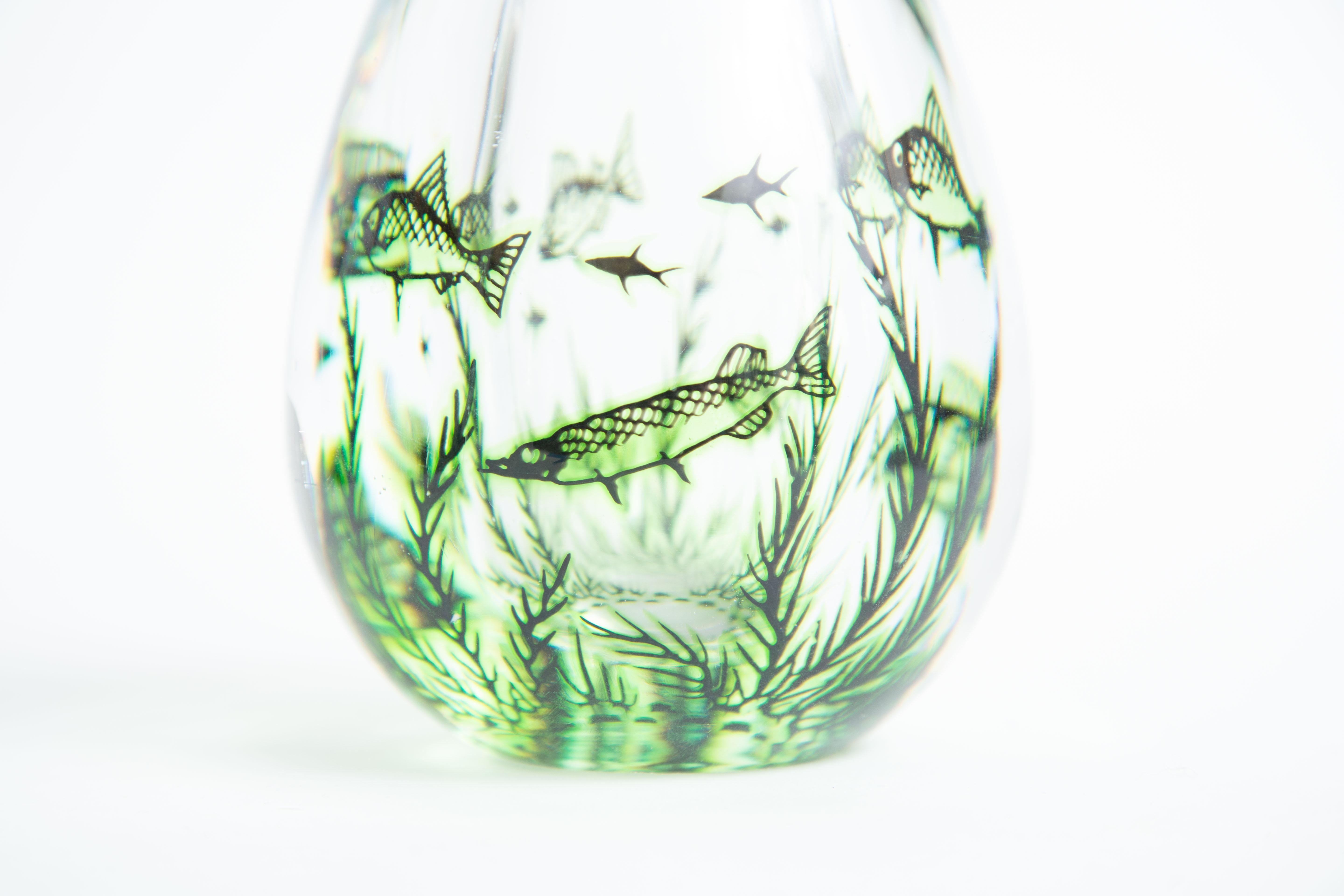 Orrefors Fish Graal Vases For Sale 4