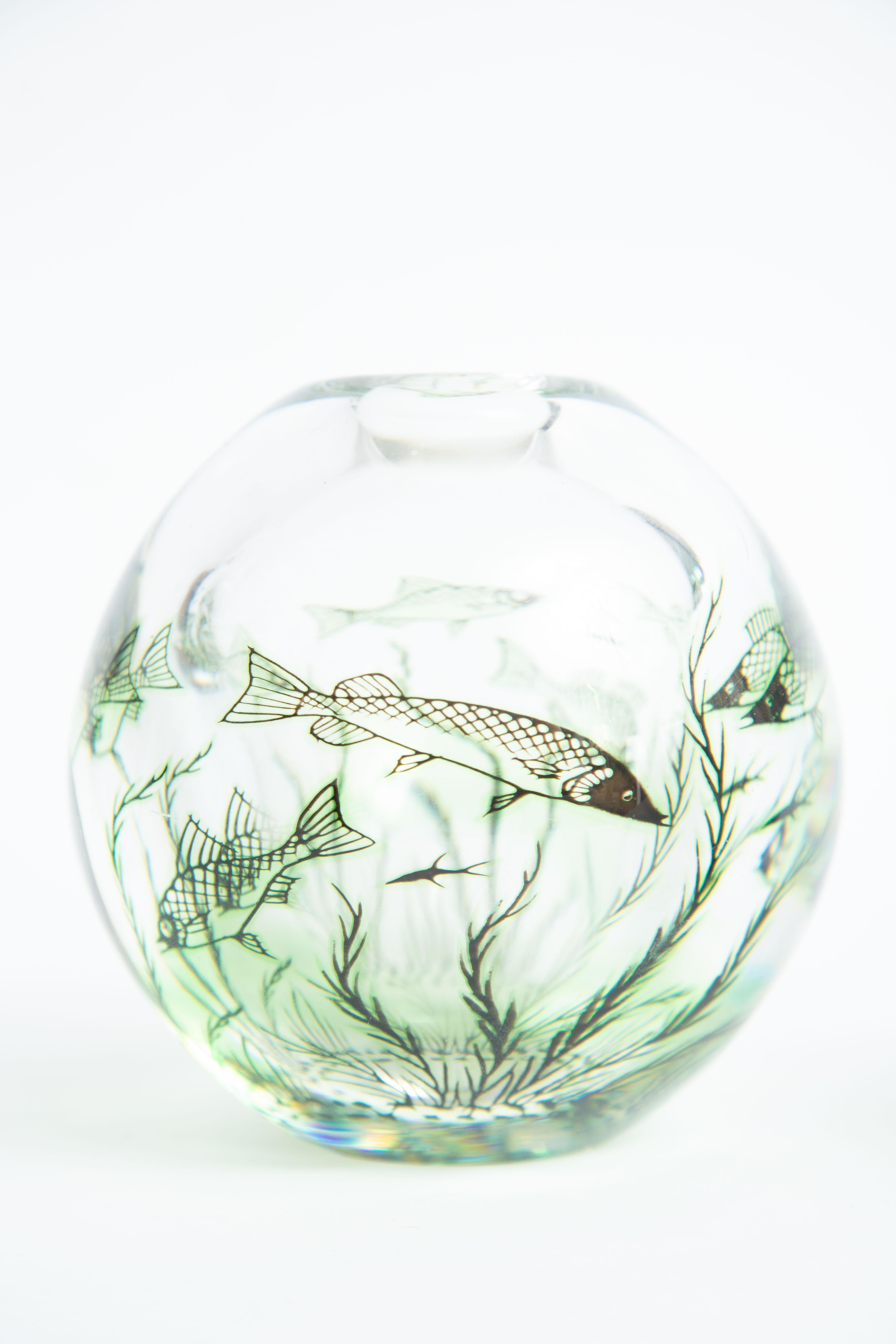 Glass Orrefors Fish Graal Vases For Sale