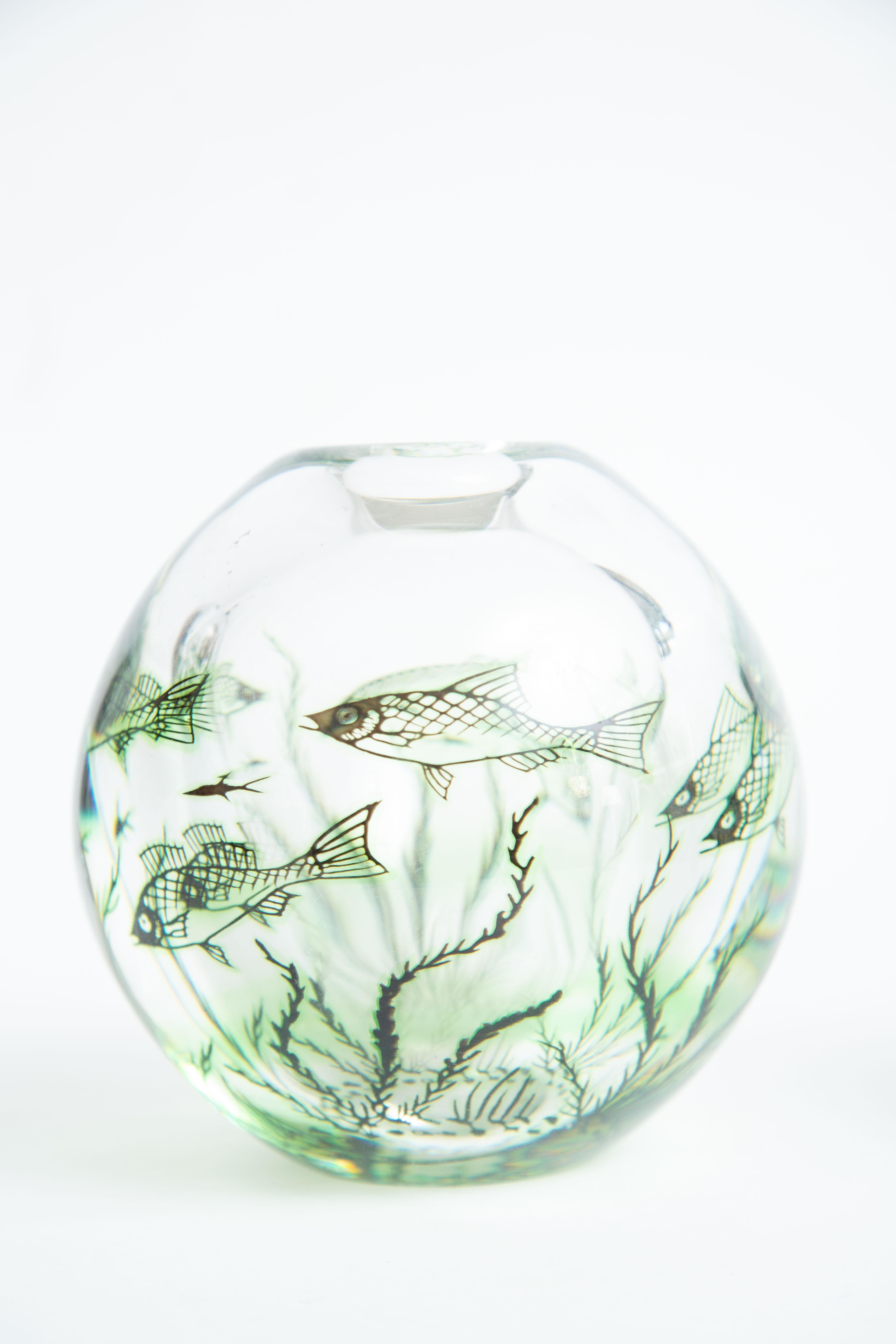 Orrefors Fish Graal Vases For Sale 1