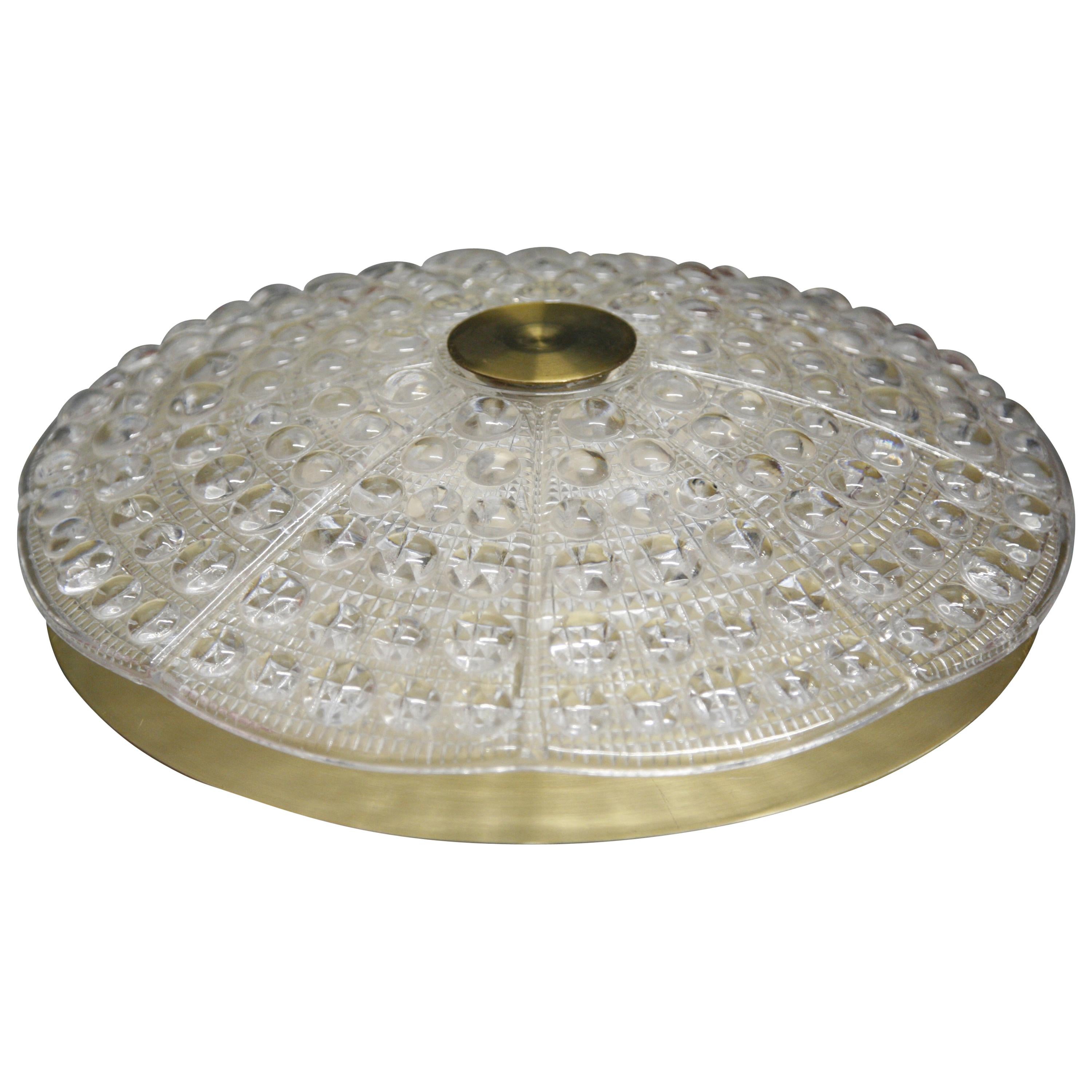 Monture encastrée Orrefors, cristal et laiton, 1960, Suède