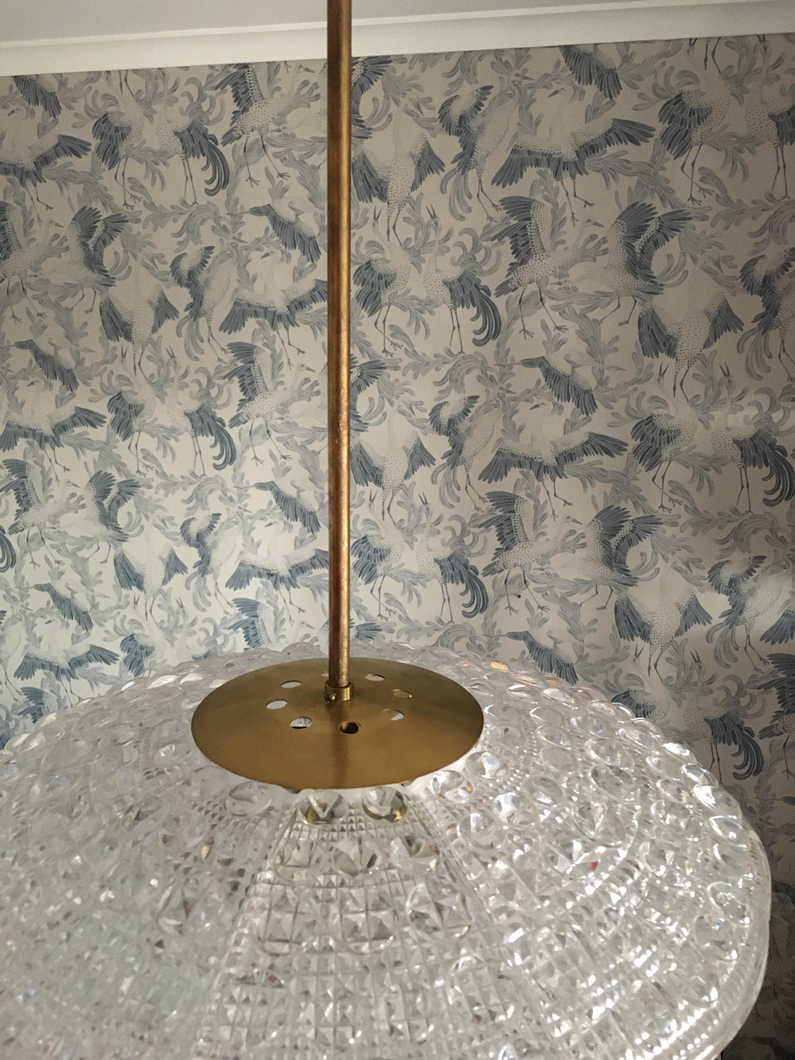 Mid-20th Century Pair of Orrefors Flying Saucer Shaped Chandelier