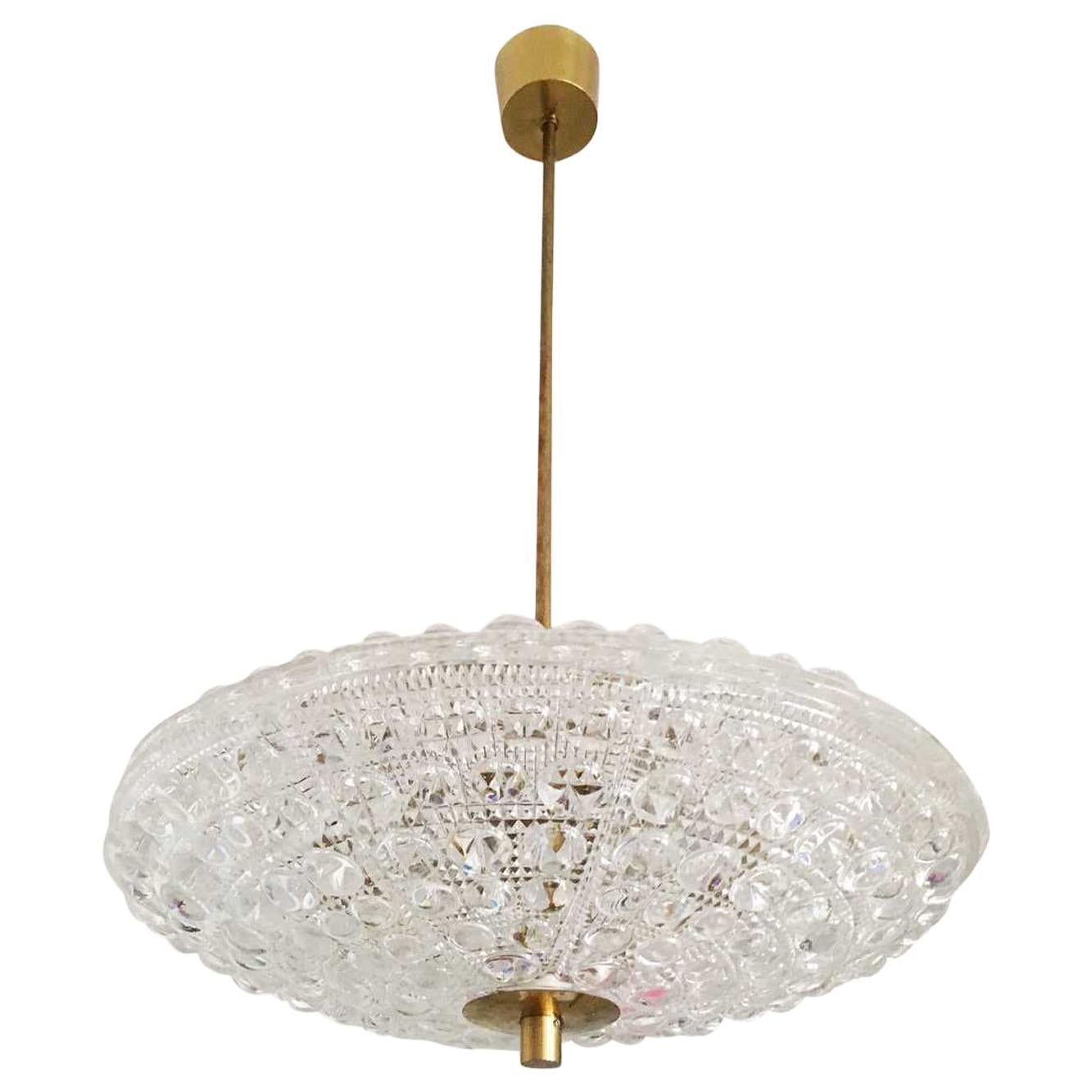 Pair of Orrefors Flying Saucer Shaped Chandelier