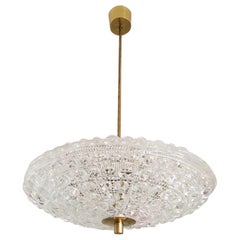 Pair of Orrefors Flying Saucer Shaped Chandelier