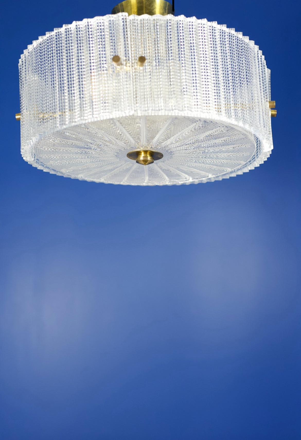 Mid-Century Modern Orrefors Four panel Crystal pendant by Carl Fagerlund, 1970, Sweden For Sale