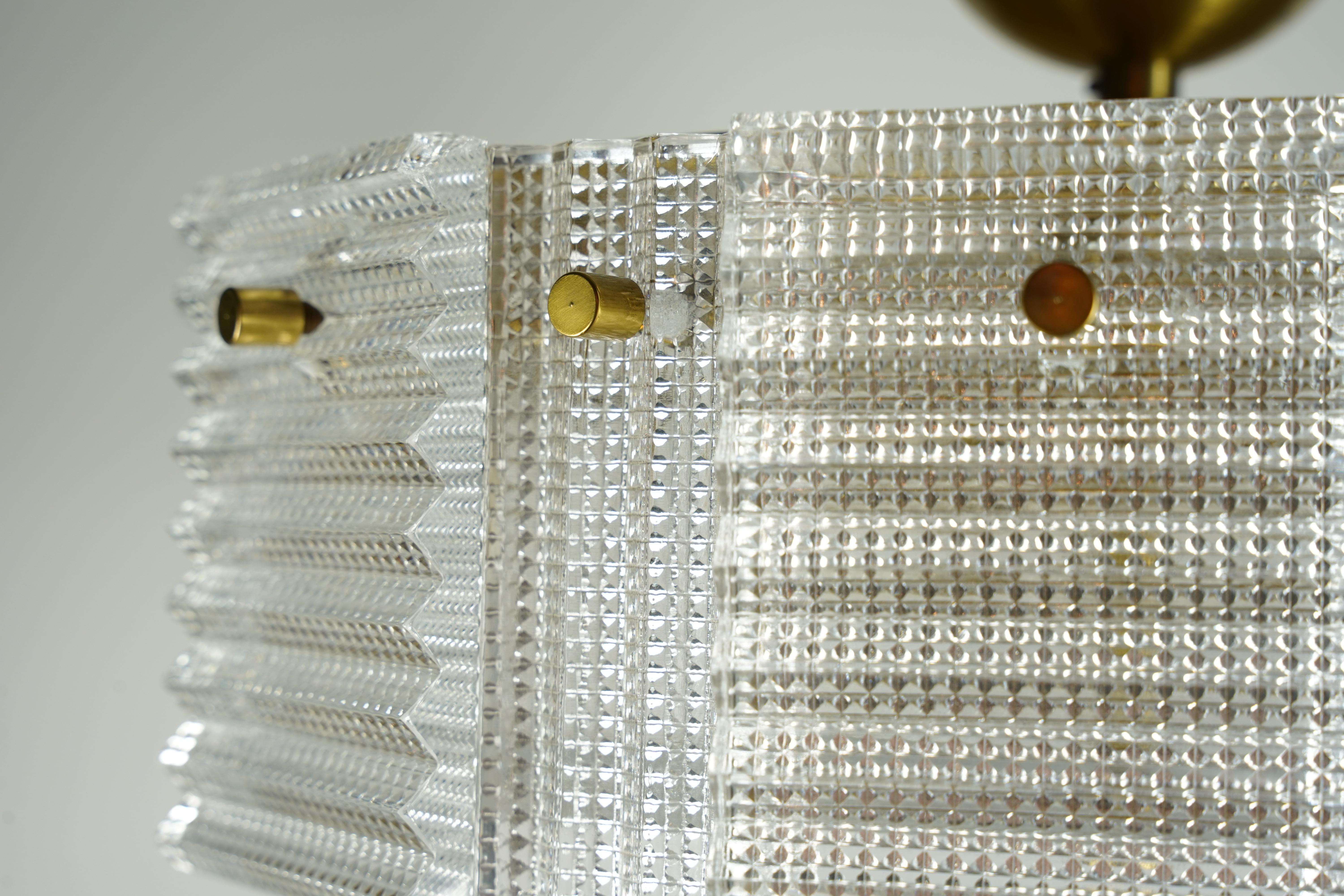 Milieu du XXe siècle Suspension en verre Orrefors de Carl Fagerlund et laiton, Suède, 1960 en vente