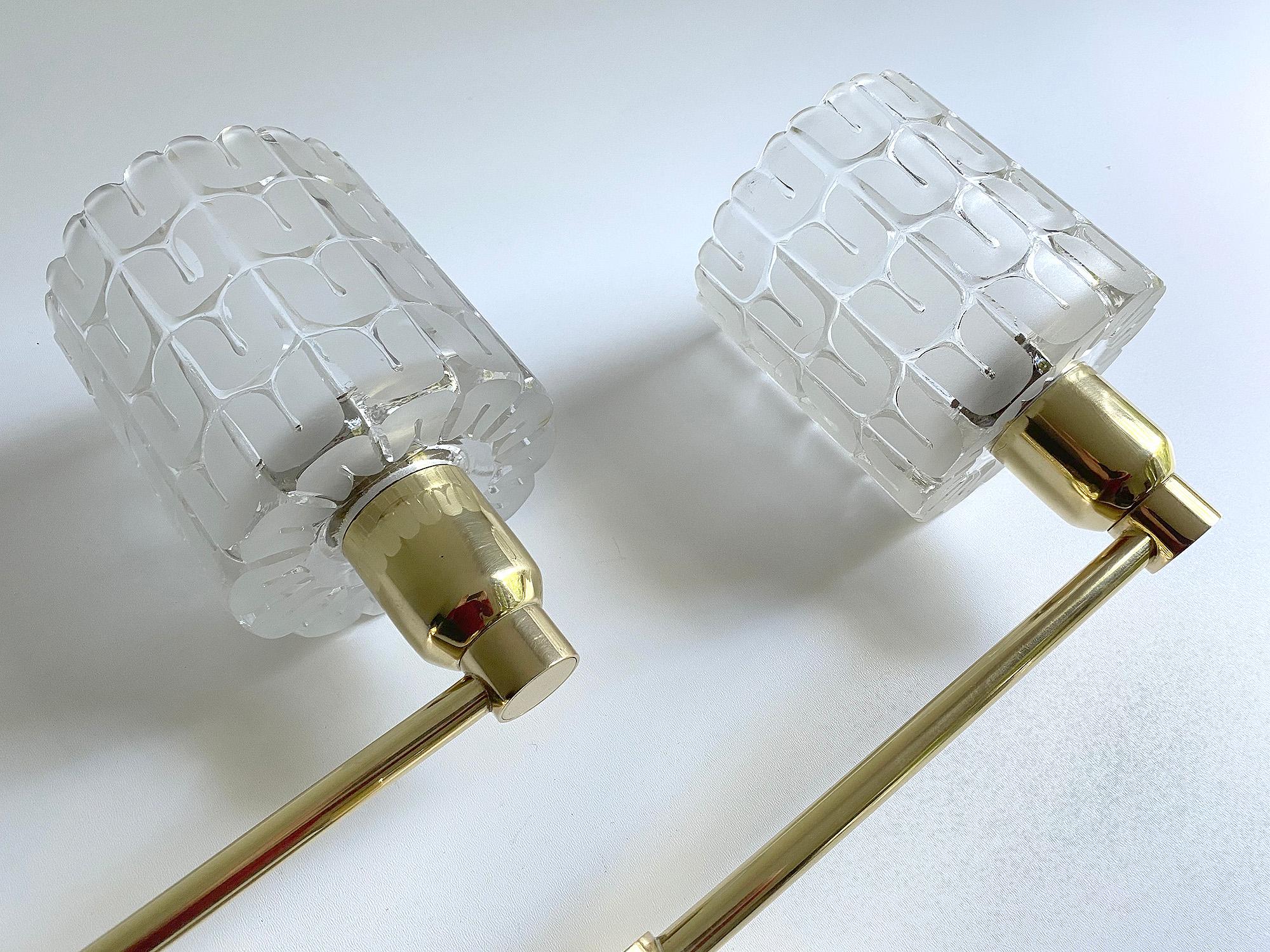 Pair Scandinavian Sconces,  Orrefors Glass, 1970s  6