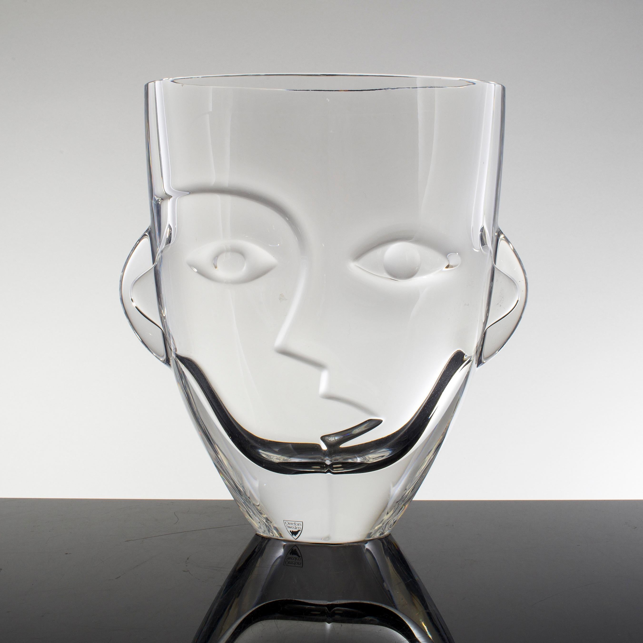 Modern artist glass vase Orrefors Clear Glass Sculptural Large Designer 