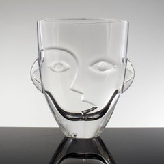 Orrefors Glass Sculptural Ramses Face Vase Martti Rytkonen Sweden