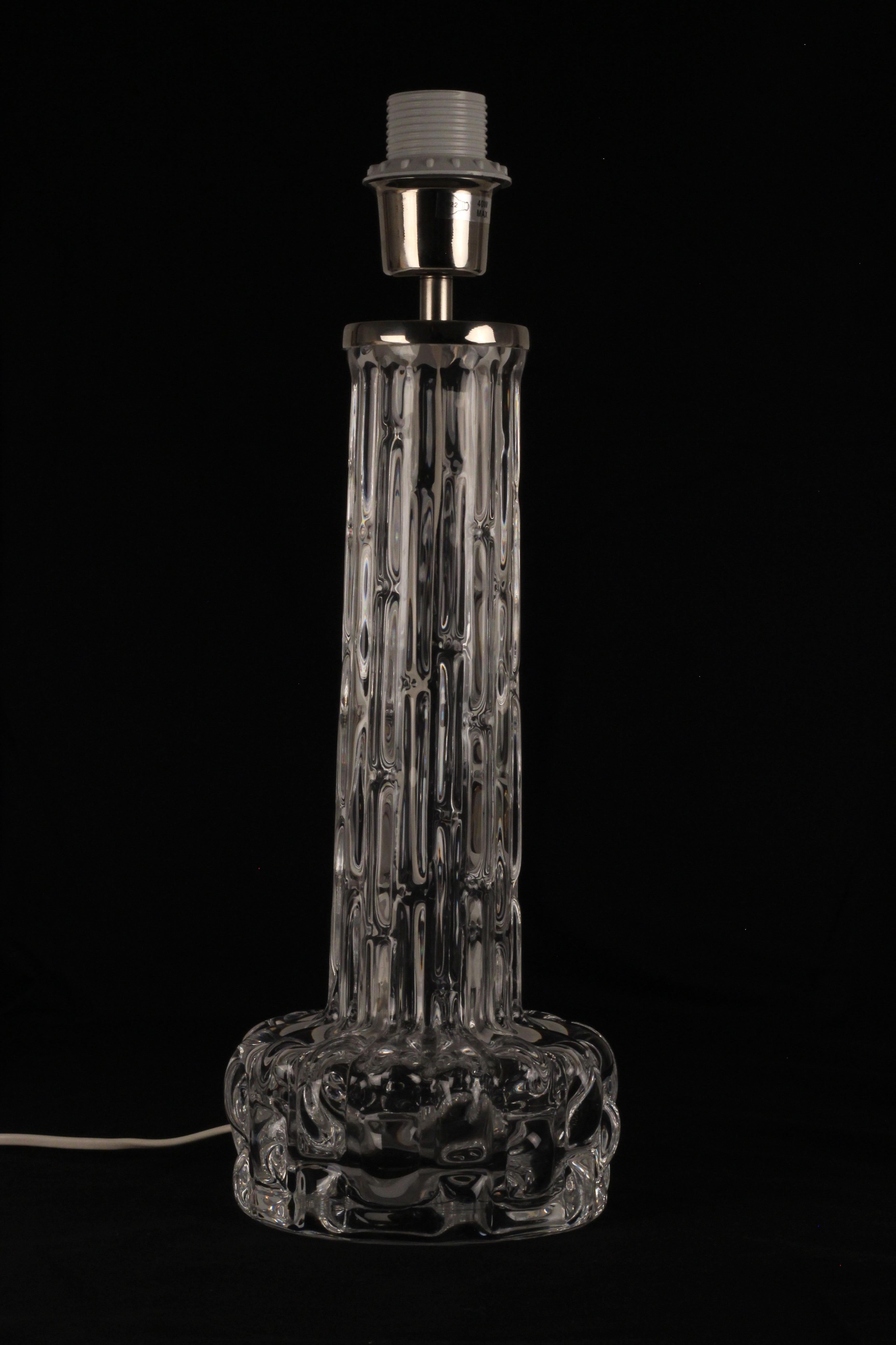 Scandinavian Modern Orrefors Glass Table Light Model Rd by Carl Fagerlund Resembling Frozen Water For Sale