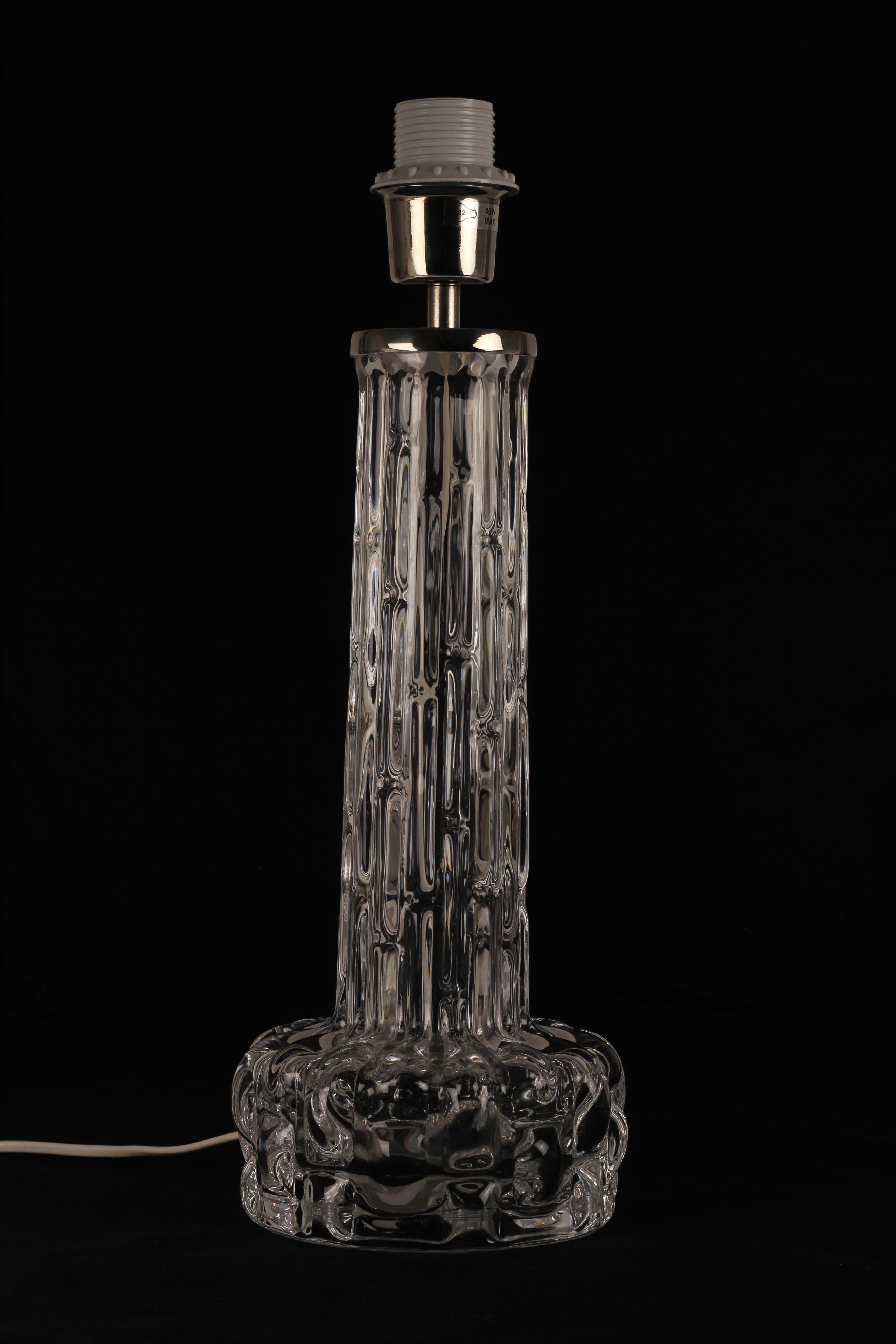 Mid-20th Century Orrefors Glass Table Light Model Rd by Carl Fagerlund Resembling Frozen Water For Sale